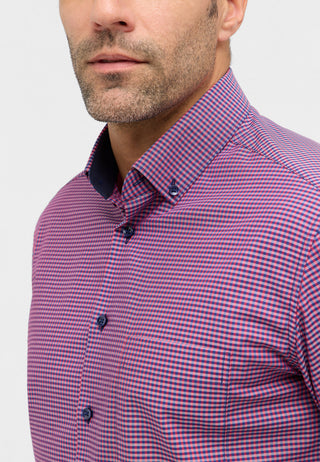 ETERNA MODERN FIT Kurzarm Hemd - Crimson Harbor Check - 8913-58-C146