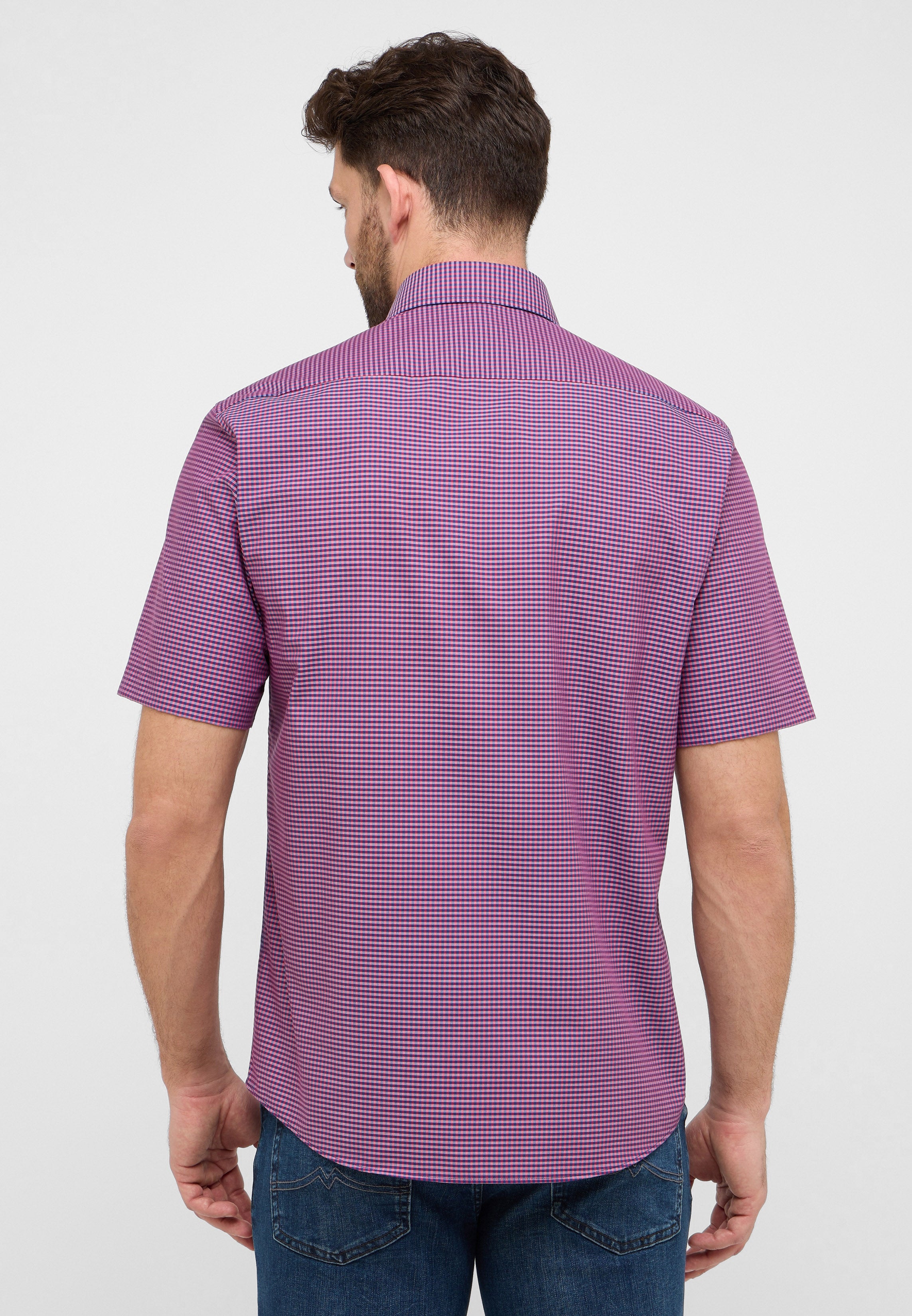 ETERNA COMFORT FIT Kurzarm Hemd - Bordeaux Navy Check - 8913-58-K146 von Eterna