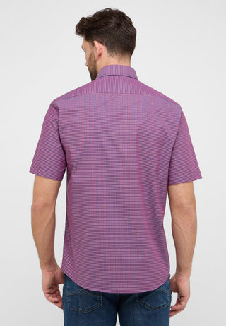 ETERNA COMFORT FIT Kurzarm Hemd - Bordeaux Navy Check - 8913-58-K146