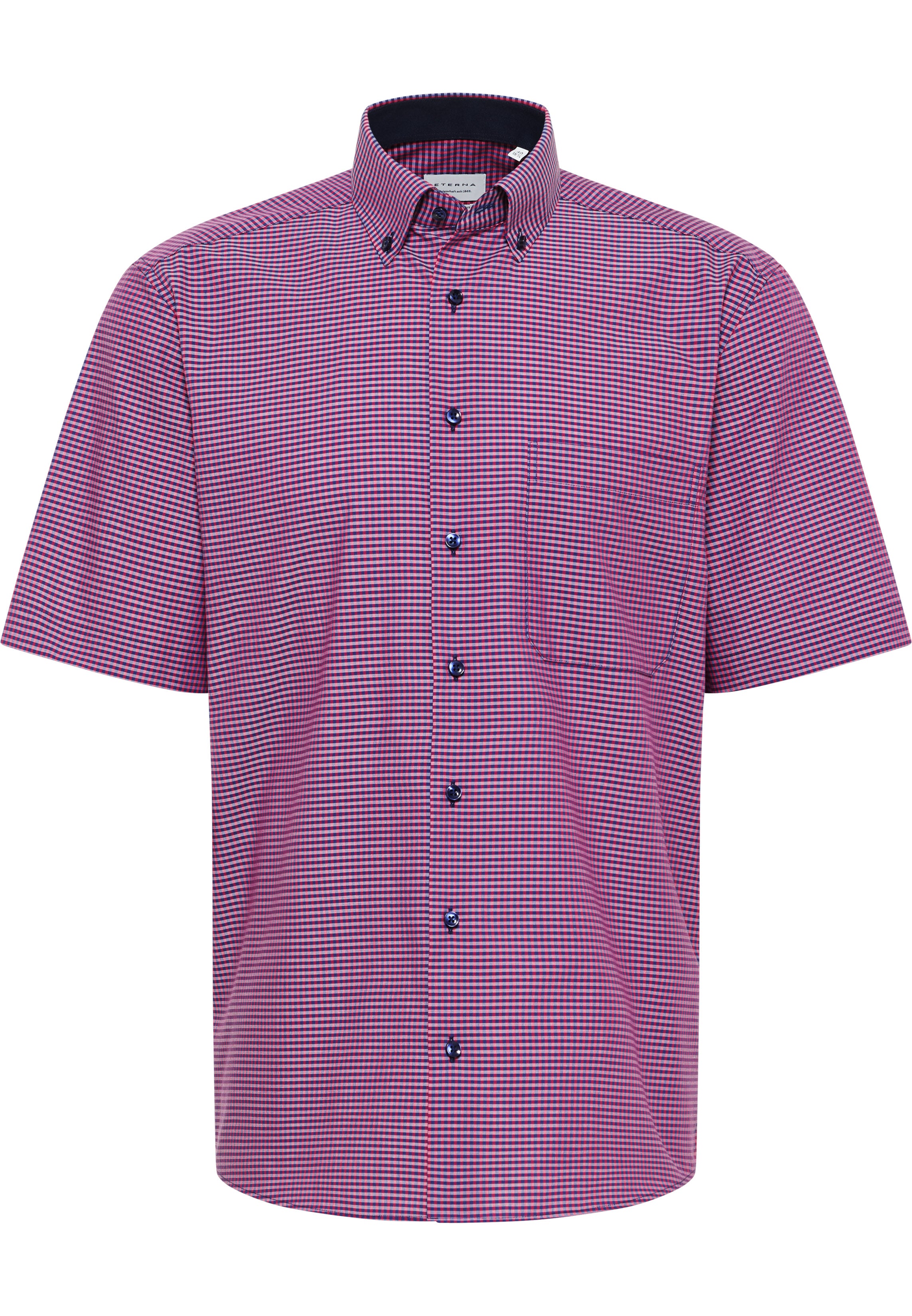 ETERNA COMFORT FIT Kurzarm Hemd - Bordeaux Navy Check - 8913-58-K146
