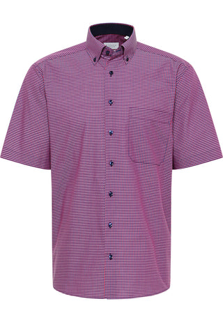ETERNA COMFORT FIT Kurzarm Hemd - Bordeaux Navy Check - 8913-58-K146