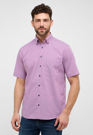 ETERNA COMFORT FIT Kurzarm Hemd - Rose Gingham Violet - 8913-52-K146