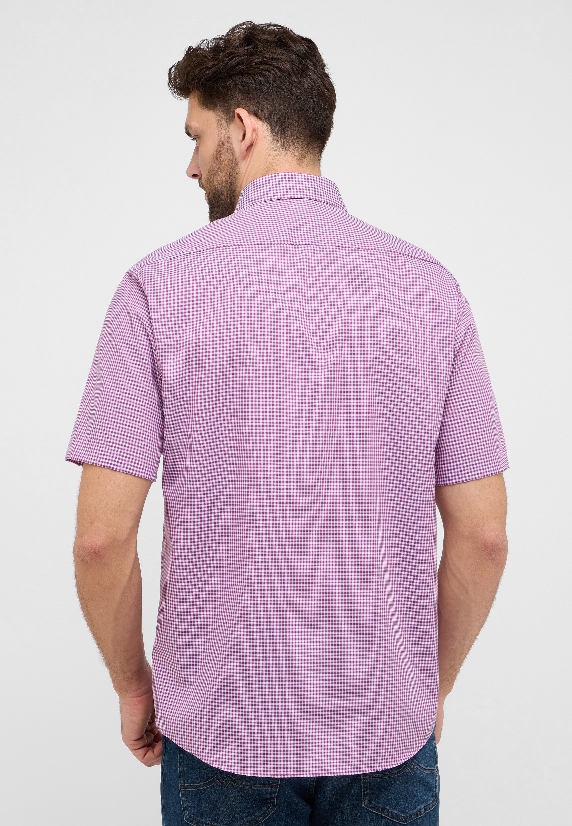 ETERNA COMFORT FIT Kurzarm Hemd - Rose Gingham Violet - 8913-52-K146 von Eterna