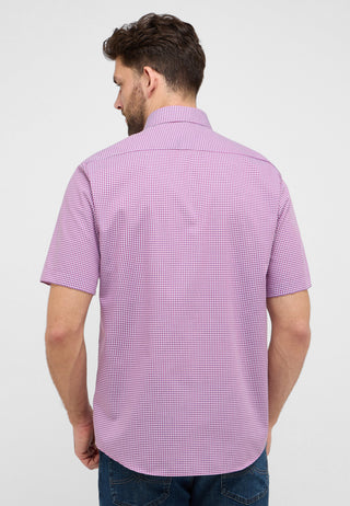 ETERNA COMFORT FIT Kurzarm Hemd - Rose Gingham Violet - 8913-52-K146