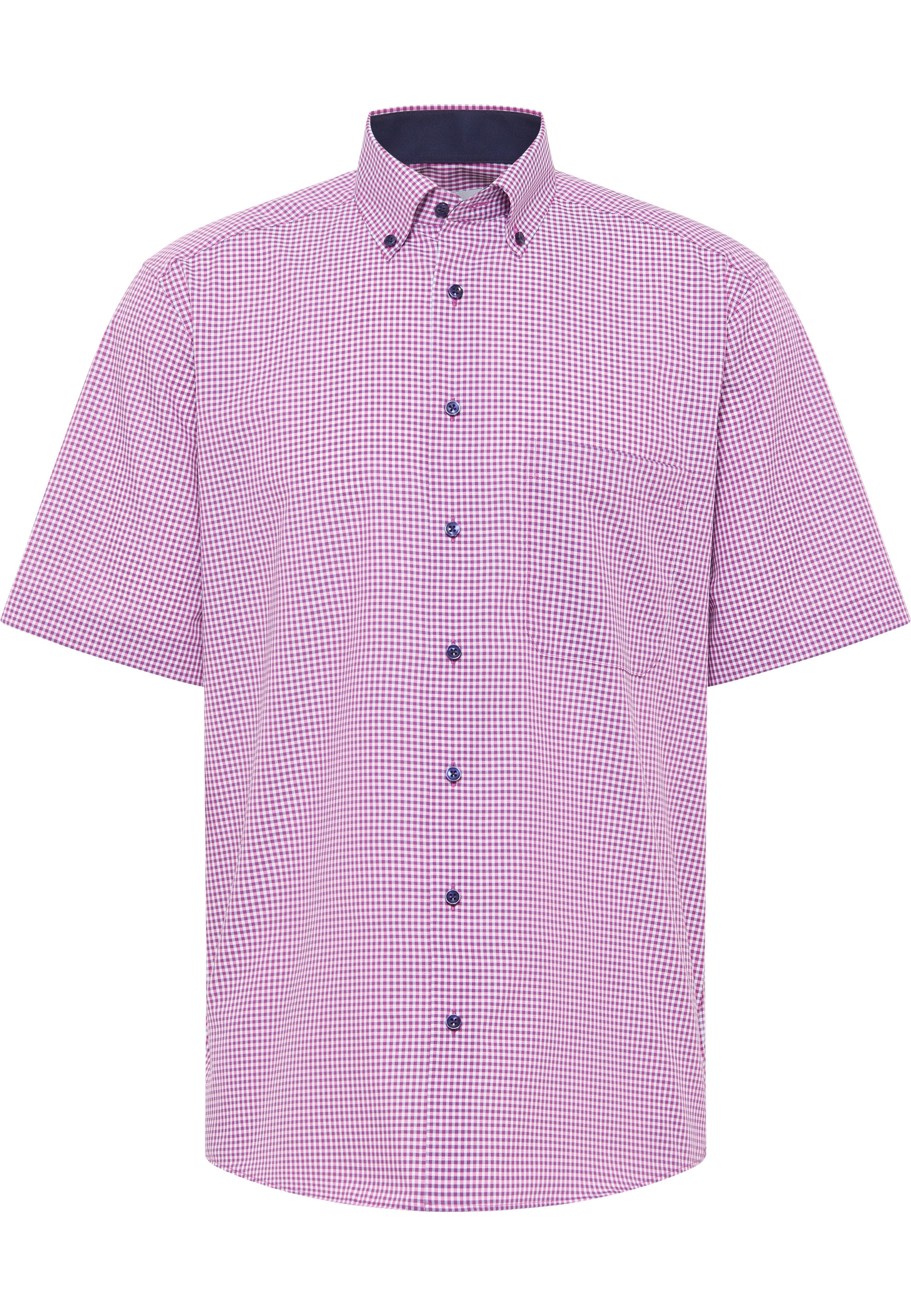 ETERNA COMFORT FIT Kurzarm Hemd - Rose Gingham Violet - 8913-52-K146