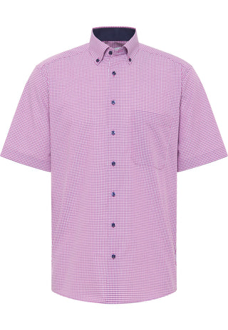 ETERNA COMFORT FIT Kurzarm Hemd - Rose Gingham Violet - 8913-52-K146