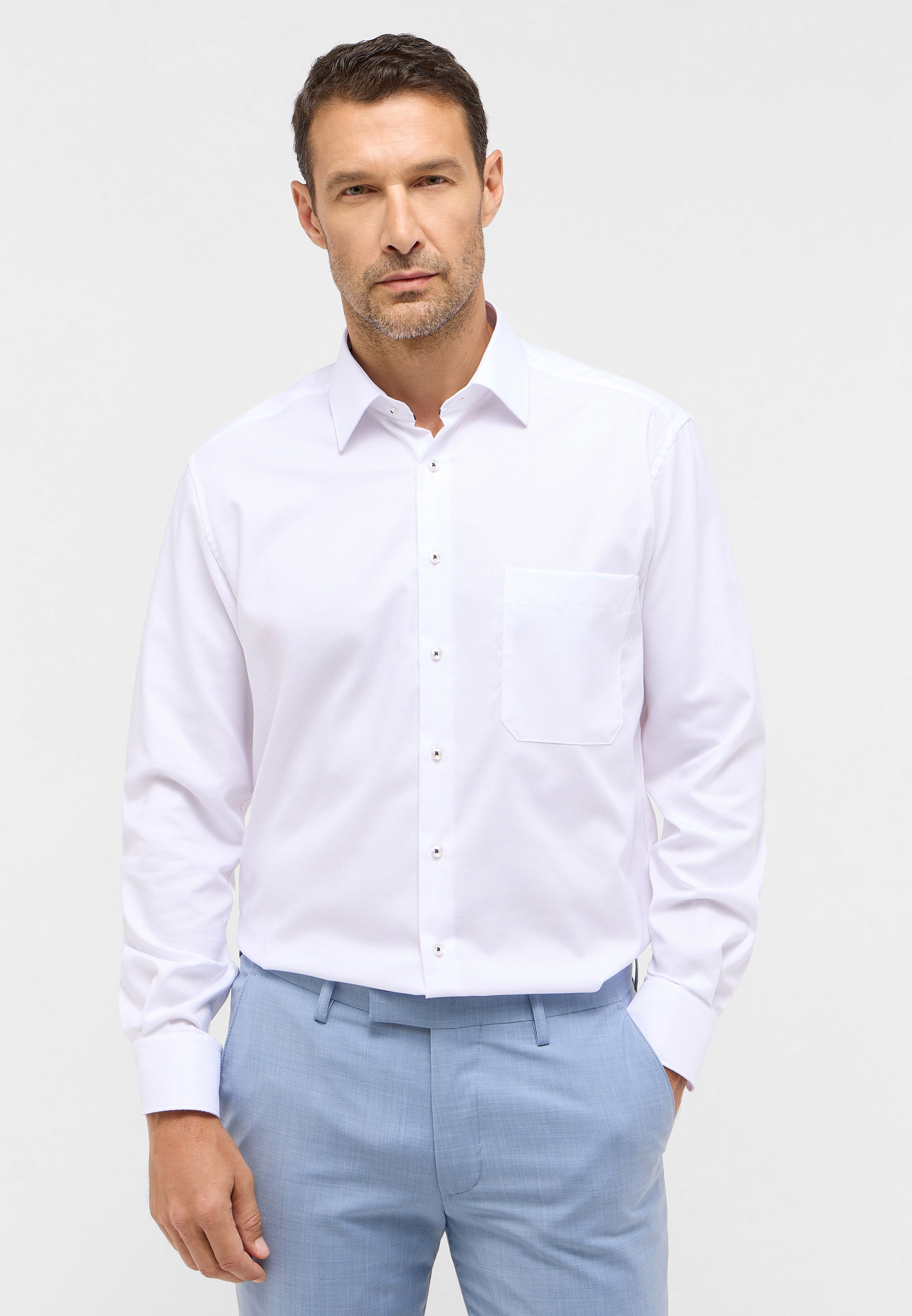 ETERNA COMFORT FIT Langarm Hemd - Pearl Cloud White - 8464-00-E181