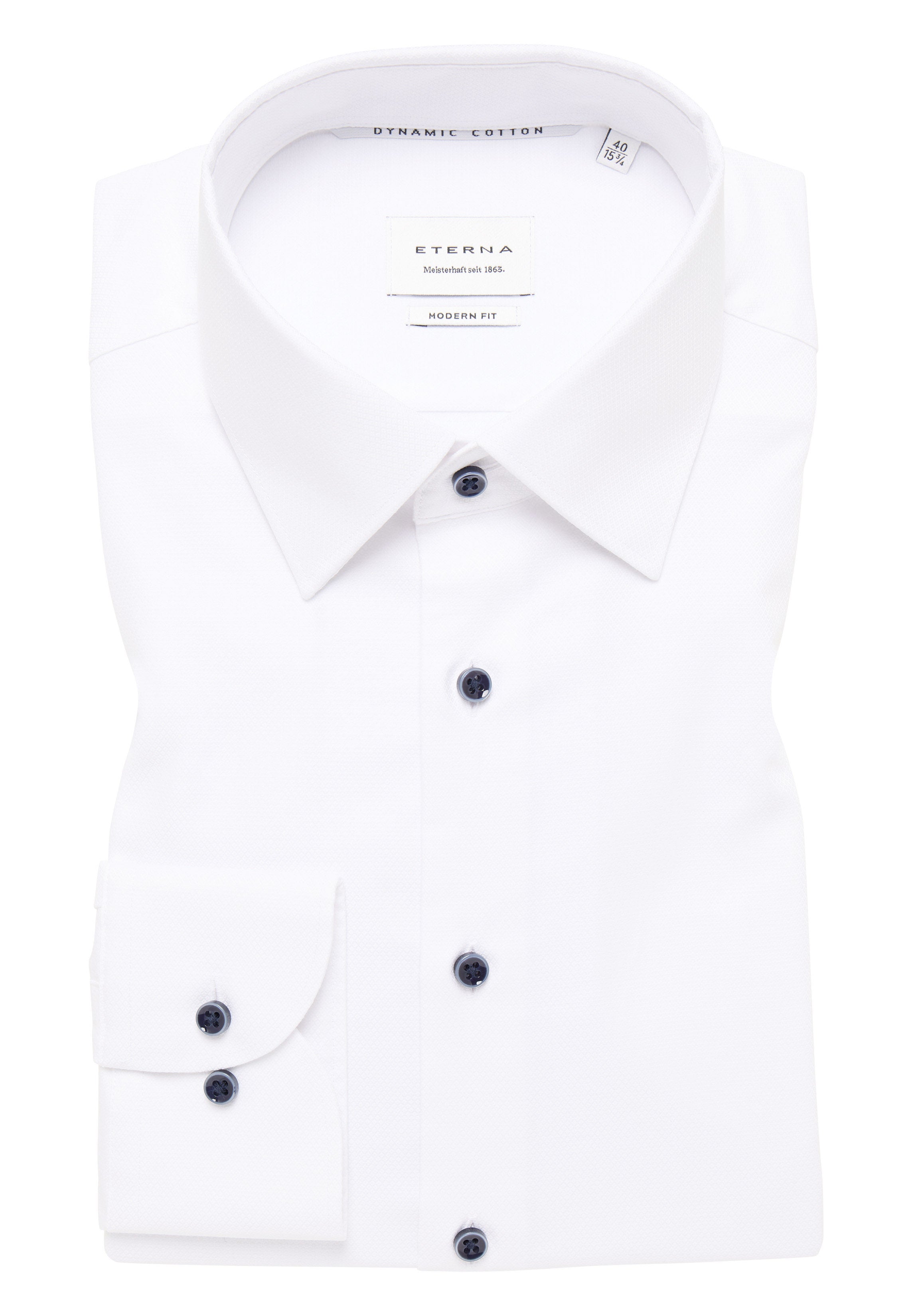 ETERNA MODERN FIT Natural Stretch Langarm Hemd - Bright White Dobby - 2132-00-X171