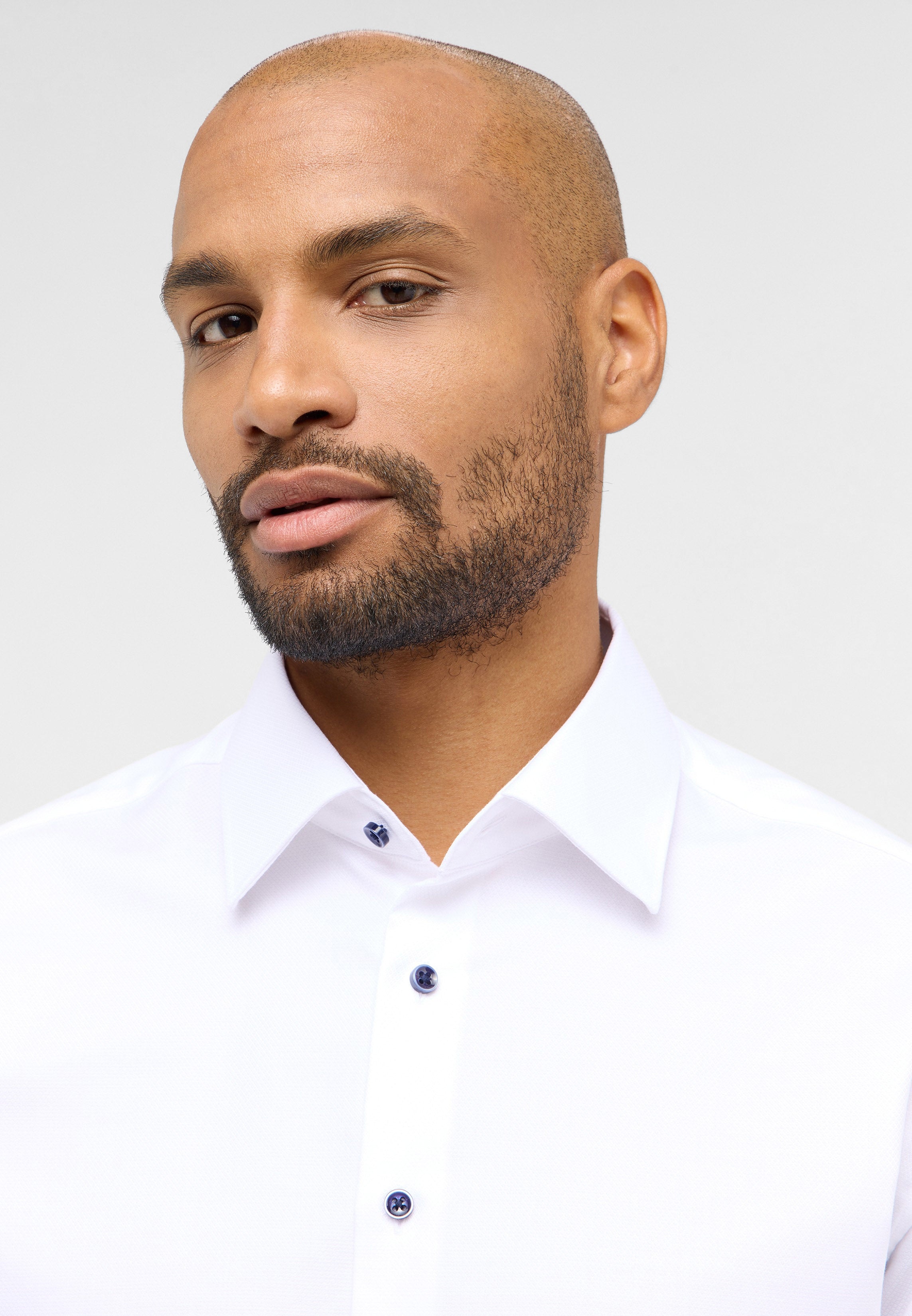 ETERNA MODERN FIT Natural Stretch Langarm Hemd - Bright White Dobby - 2132-00-X171 von Eterna