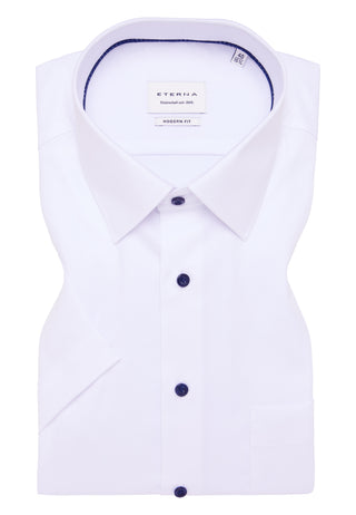 ETERNA MODERN FIT Kurzarm Hemd - Moonlit Chalk White - 1181-00-C181
