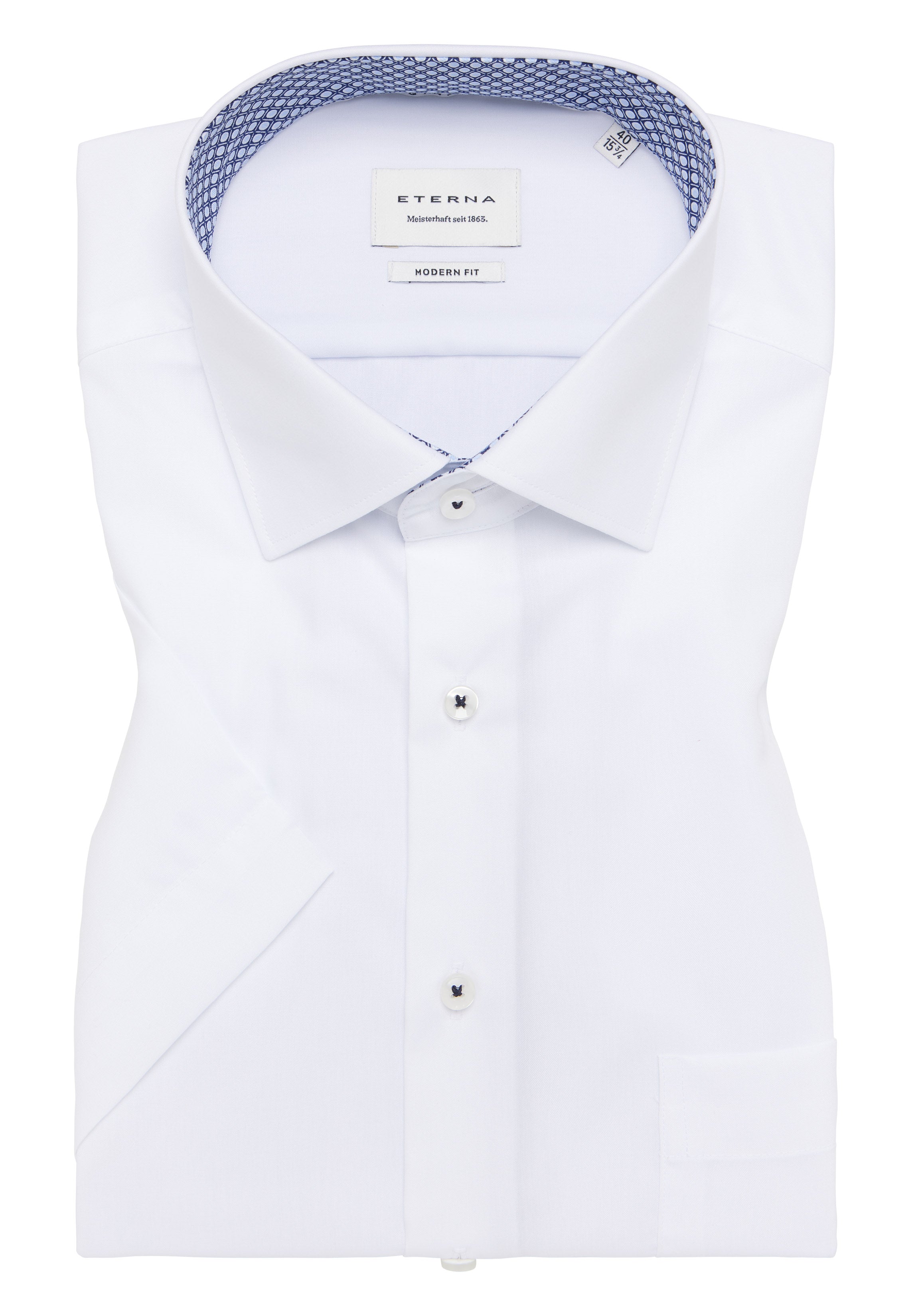 ETERNA MODERN FIT Kurzarm Hemd - Crisp Ivory Echo - 1304-00-C15K von Eterna