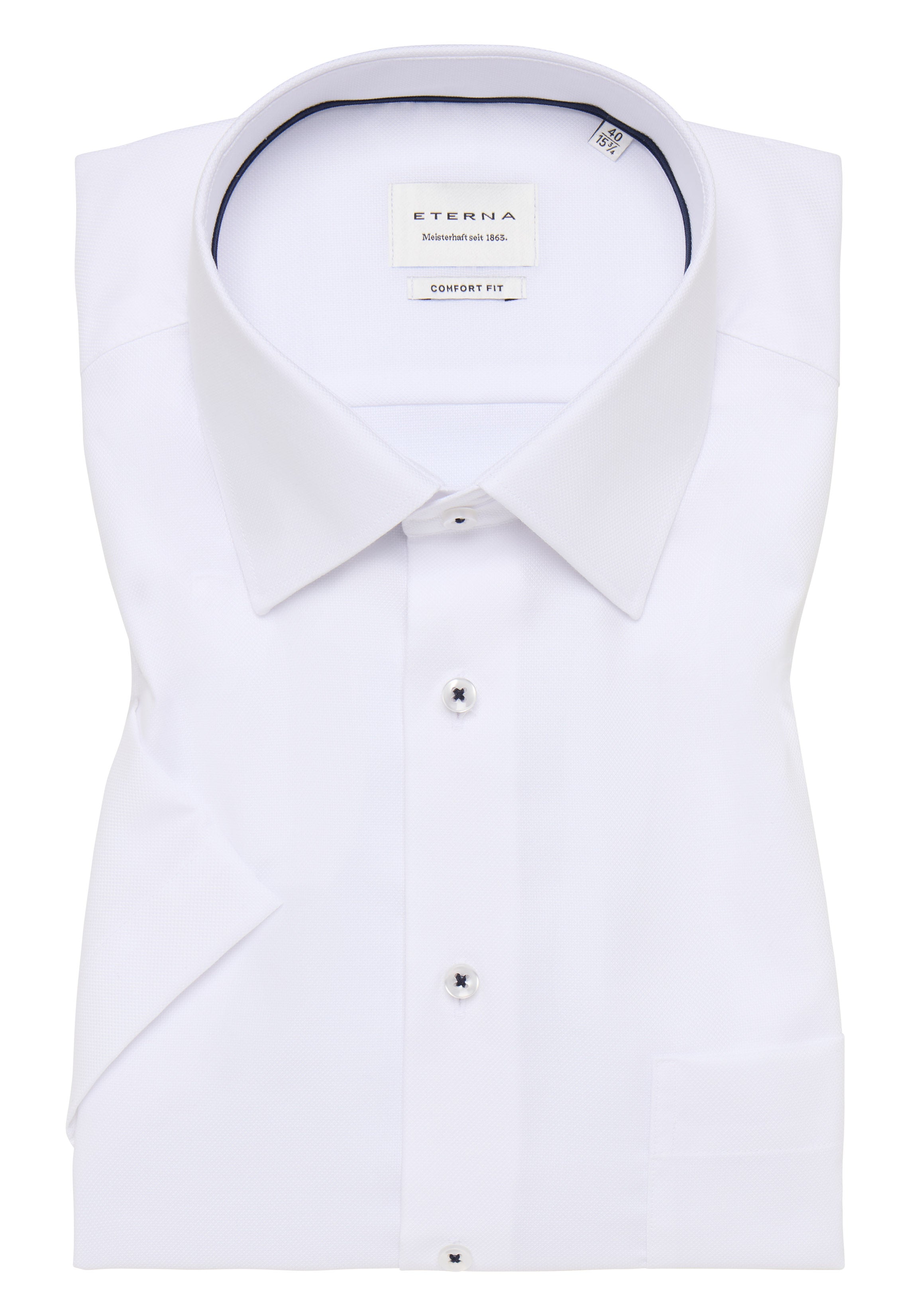 ETERNA COMFORT FIT Kurzarm Hemd - Bright Ivory Texture - 8464-00-K181