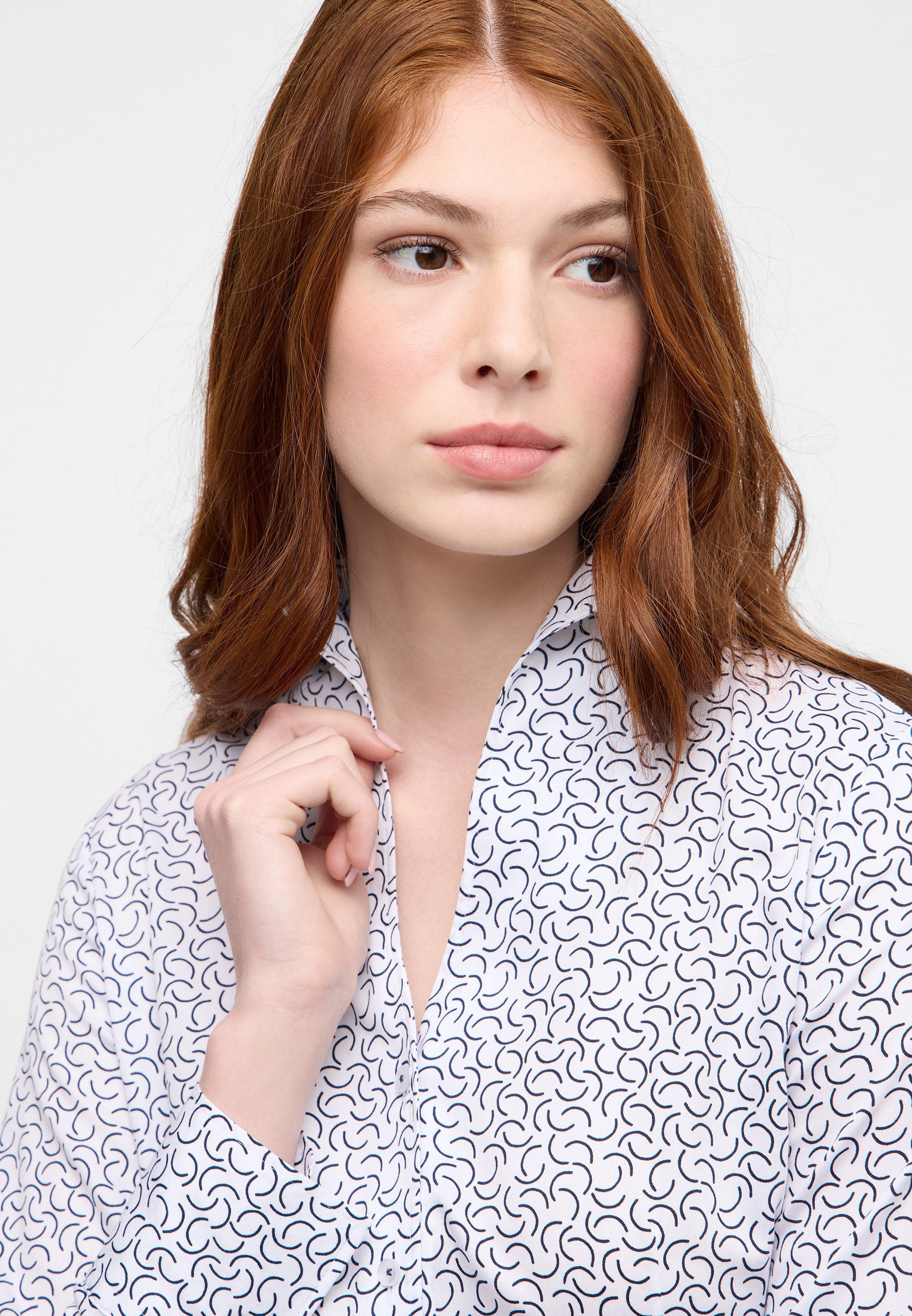 ETERNA REGULAR FIT Bluse - White Ink Waves - 7024-01-D266 von Eterna