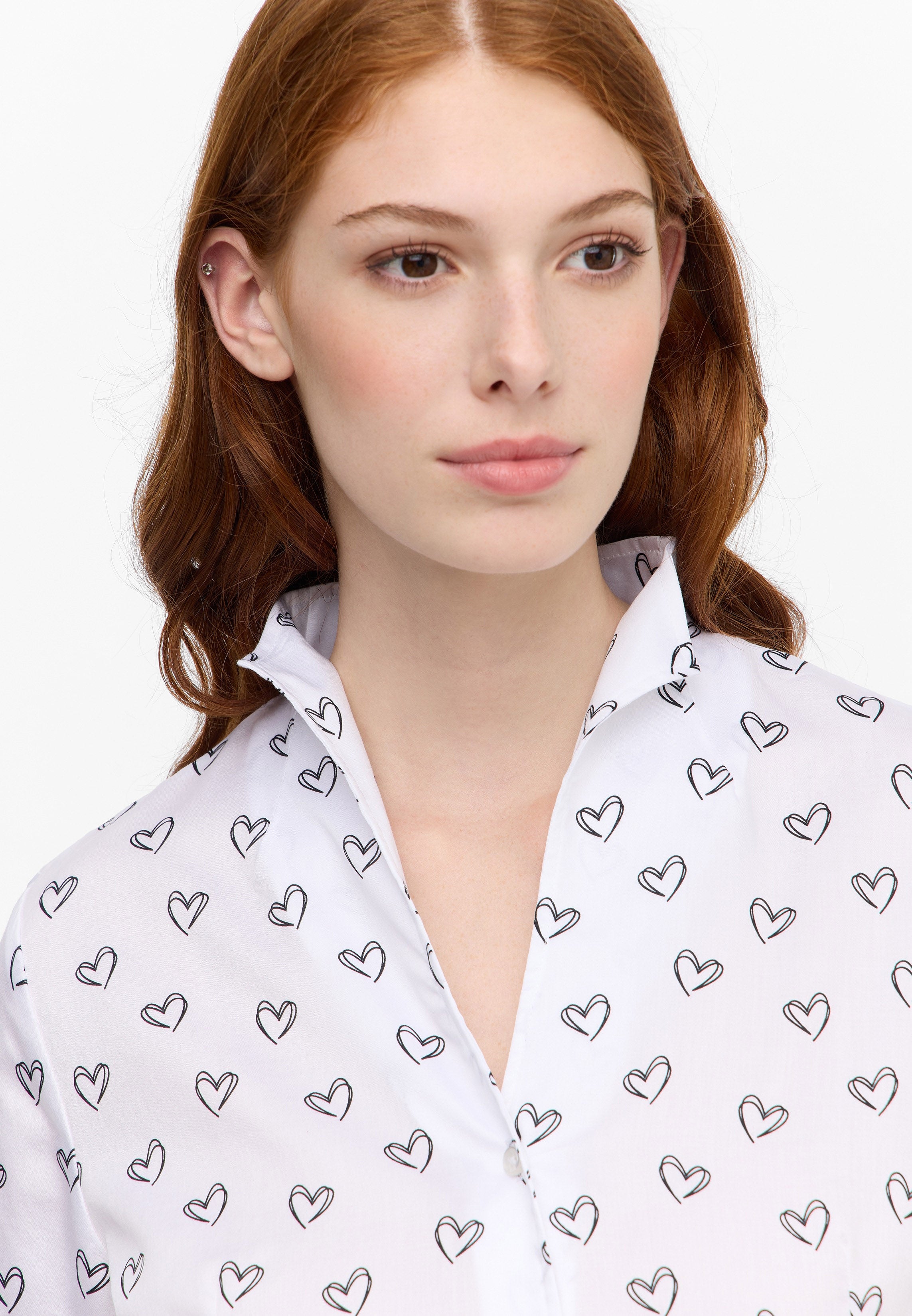 ETERNA REGULAR FIT Bluse - Heart Sketch White - 7172-01-R377 von Eterna