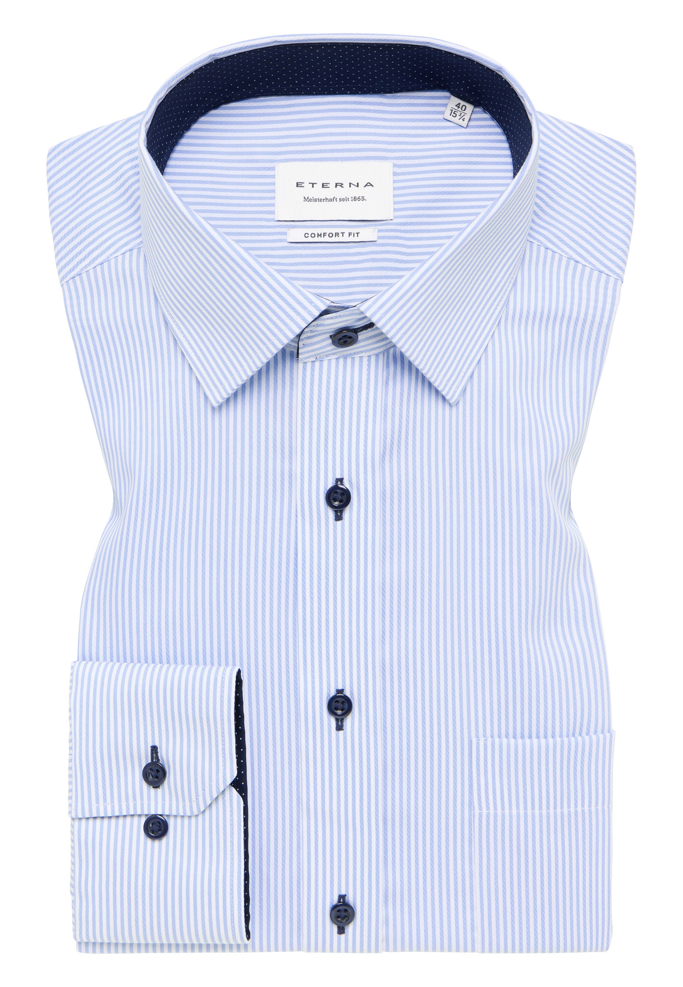 ETERNA COMFORT FIT Langarm Hemd - Pale Sky Stripe - 8992-12-E15P