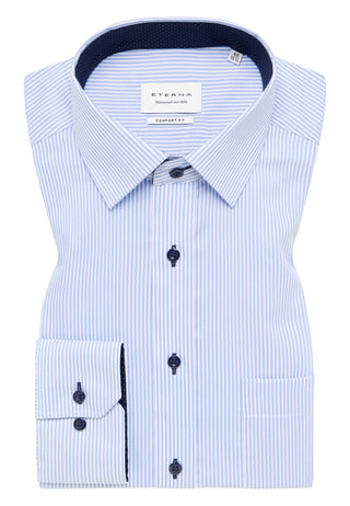 ETERNA COMFORT FIT Langarm Hemd - Pale Sky Stripe - 8992-12-E15P