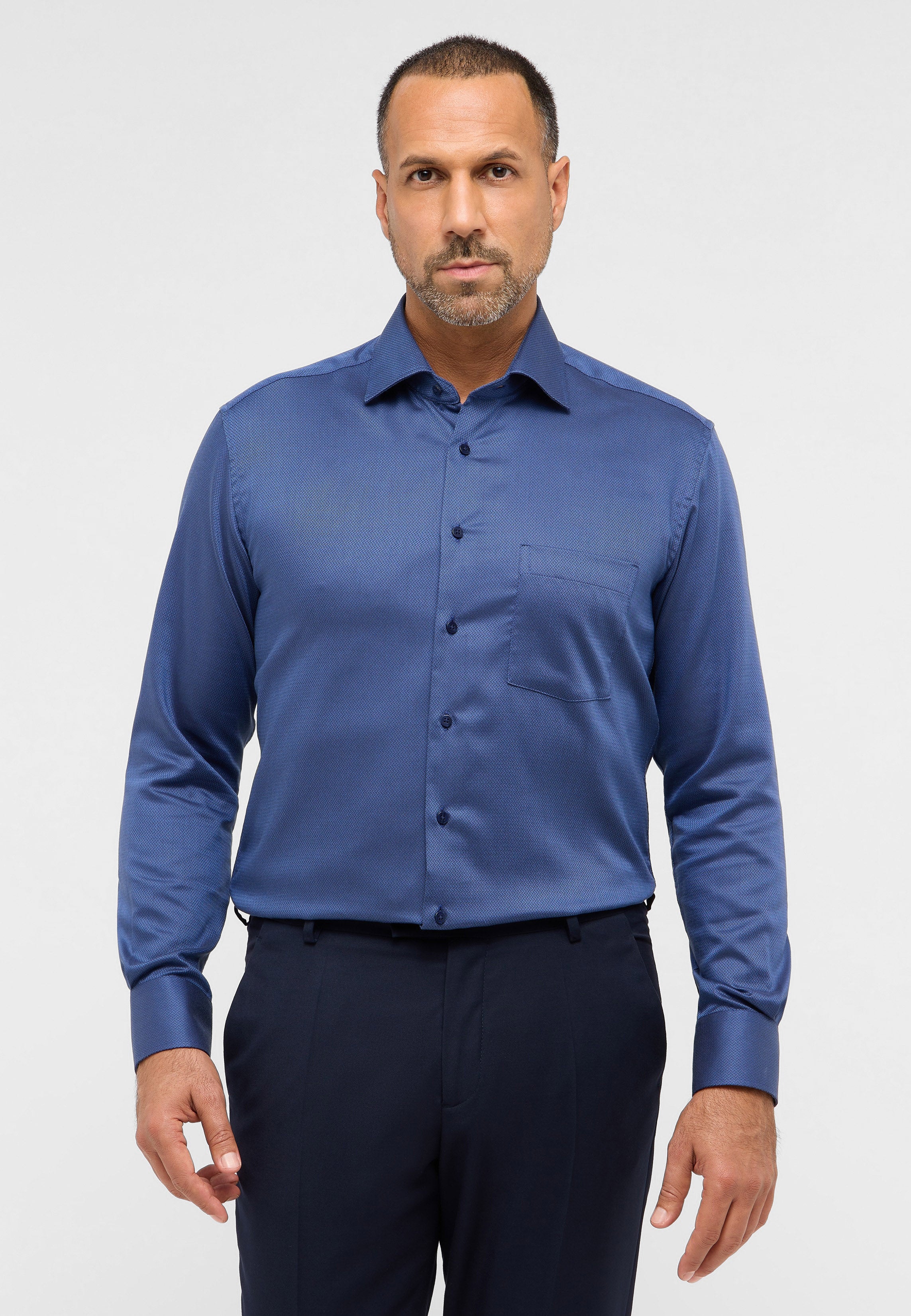 ETERNA MODERN FIT Langarm Hemd - Ocean Circuit Blue - 4203-07-X19K von Eterna