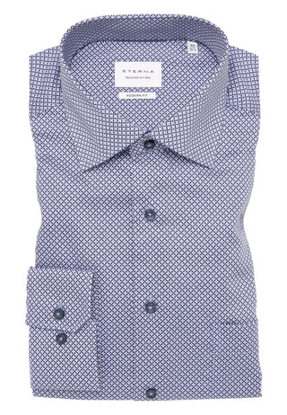 ETERNA Modern Fit Langarm Hemd - Blue Grid Coast - 4382-12-X19K
