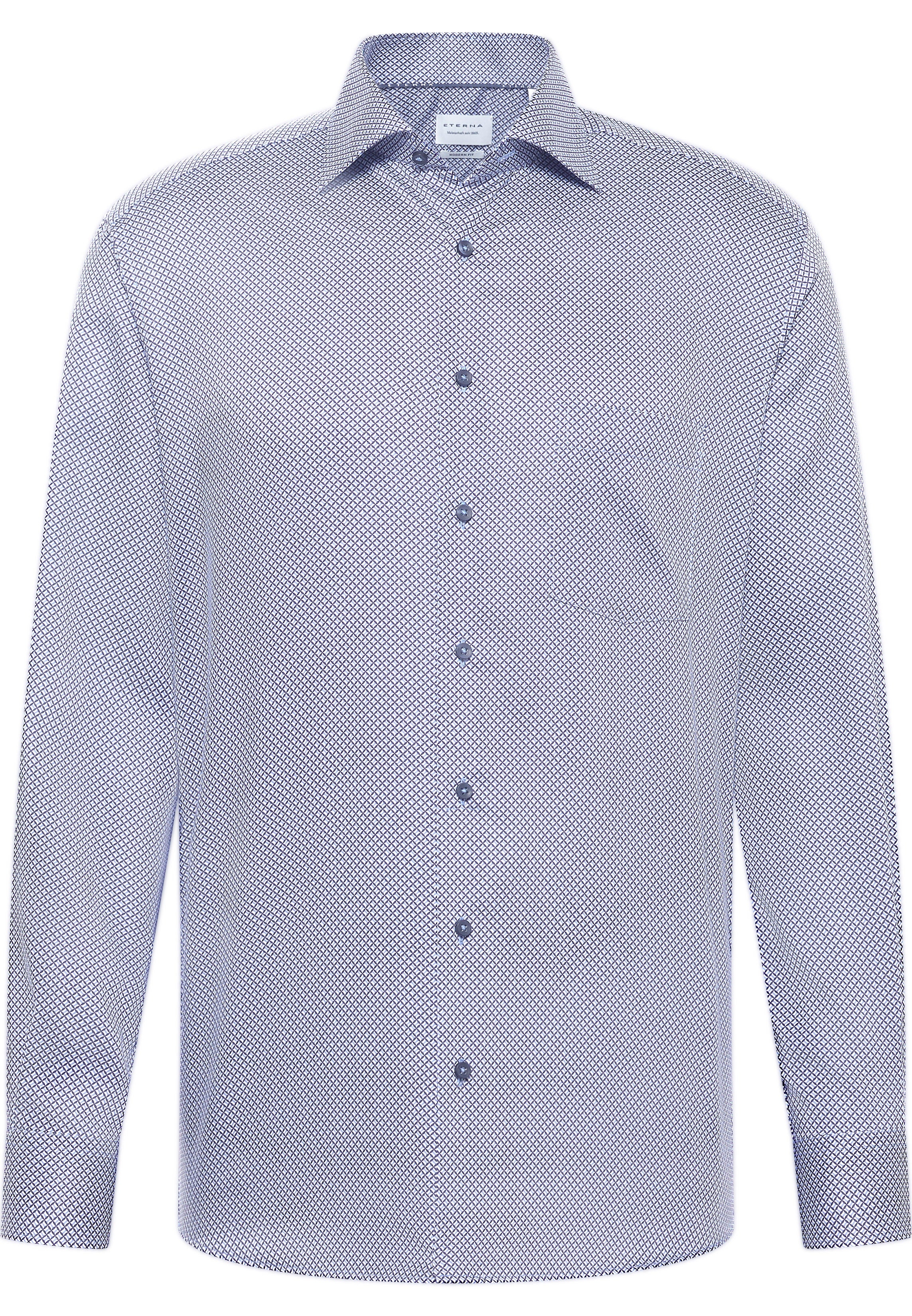 ETERNA Modern Fit Langarm Hemd - Blue Grid Coast - 4382-12-X19K