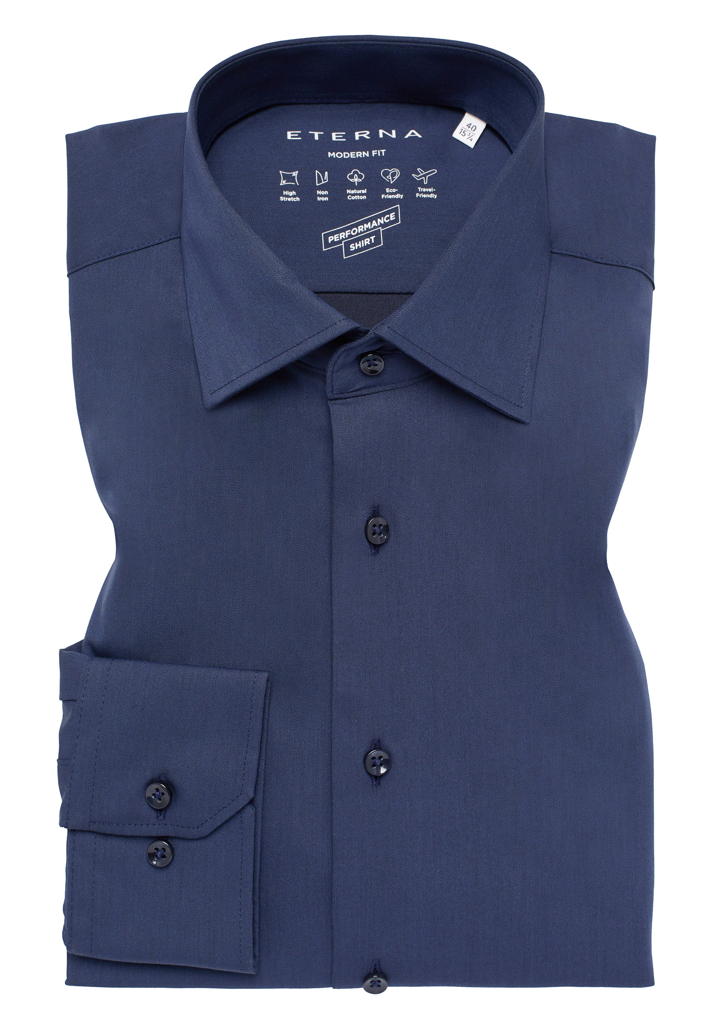 ETERNA MODERN FIT Performance Shirt Langarm Hemd - Night Sapphire Blue - 4194-19-X18K