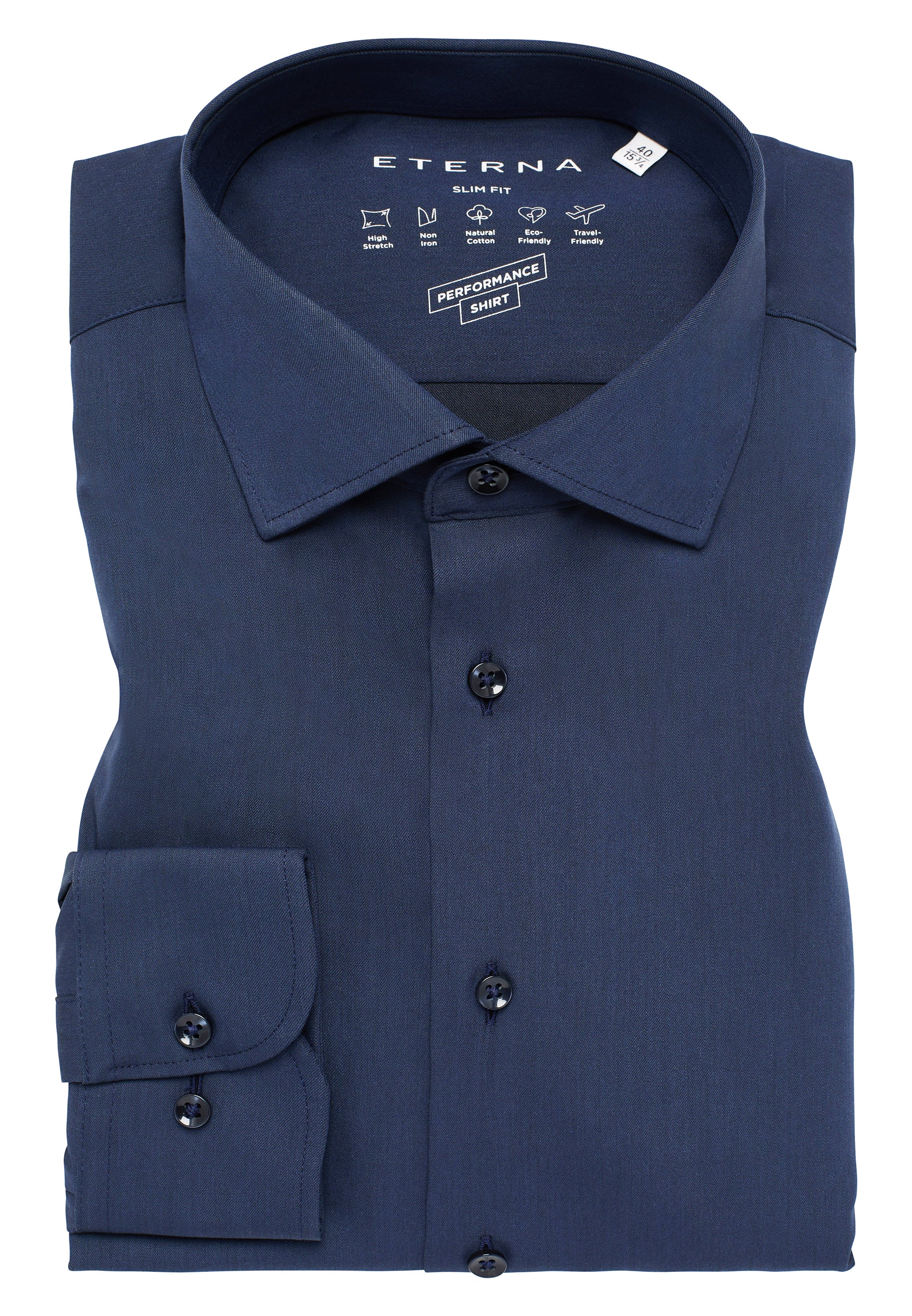 ETERNA Slim Fit Performance Shirt - Deep Atlantic Navy - 4194-19-F170