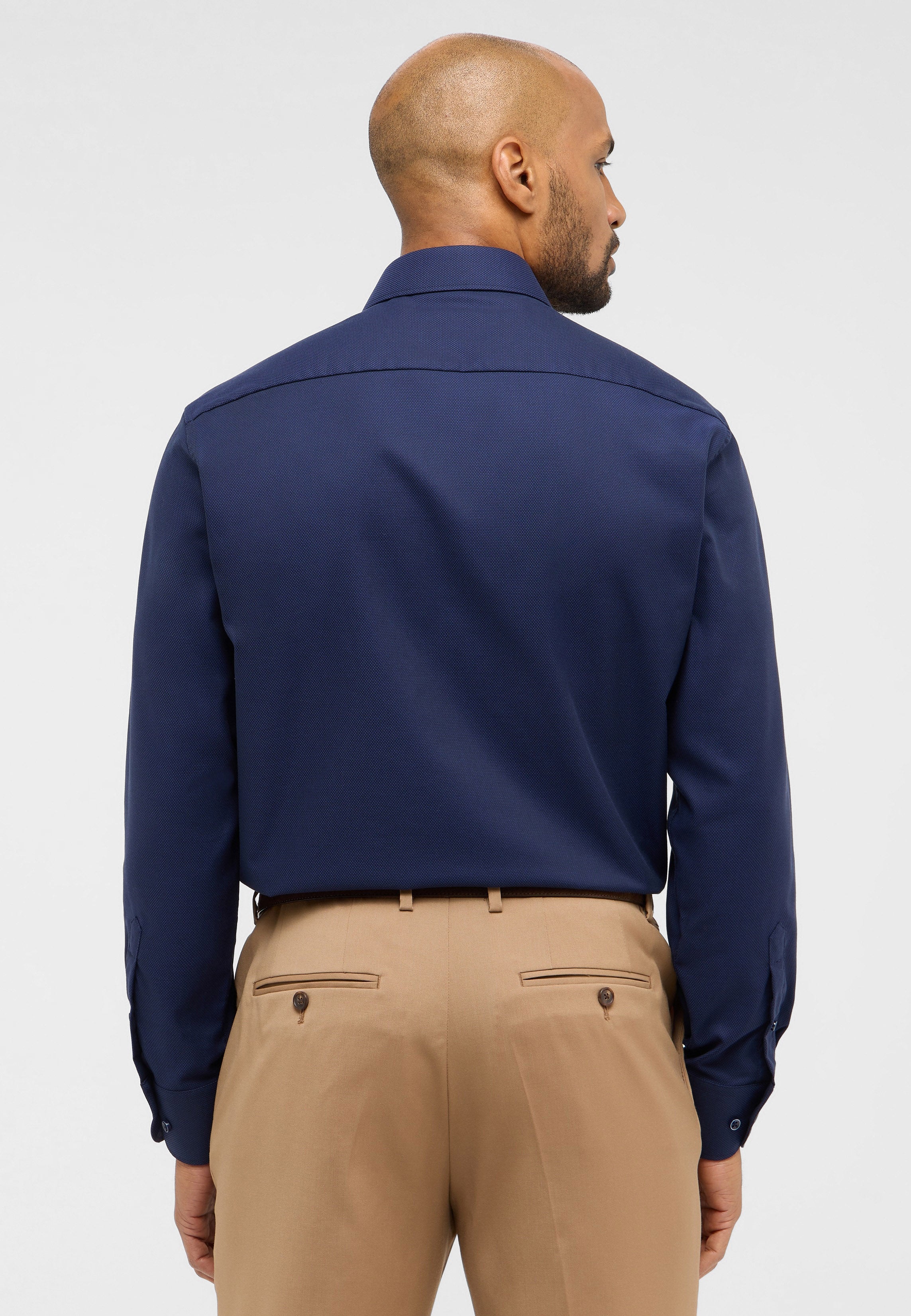 ETERNA COMFORT FIT Natural Stretch Langarm Hemd - Twilight Indigo Dobby - 2132-18-E181 von Eterna