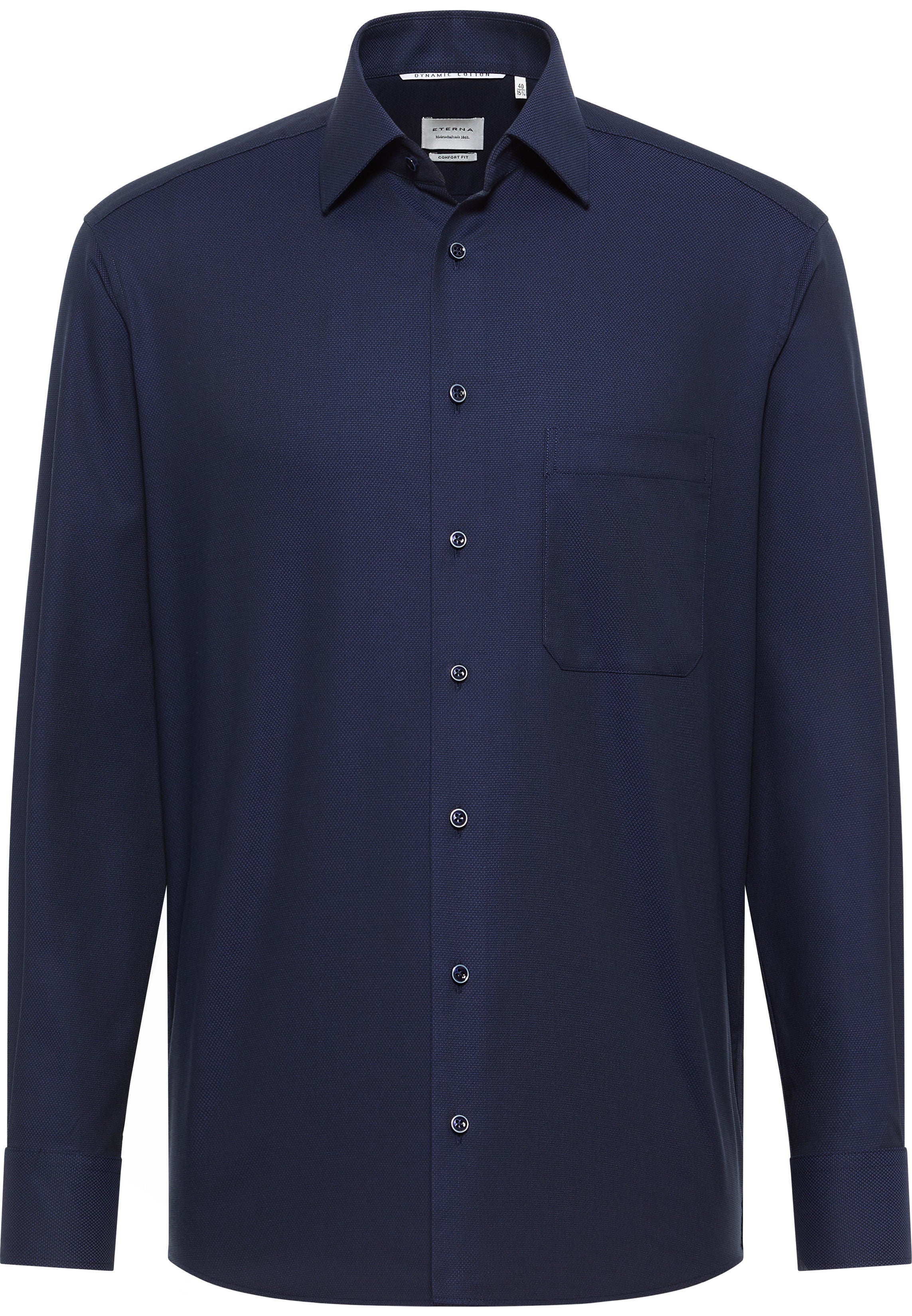 ETERNA COMFORT FIT Natural Stretch Langarm Hemd - Twilight Indigo Dobby - 2132-18-E181