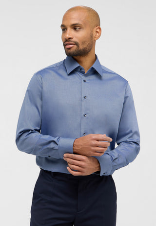 ETERNA MODERN FIT Natural Stretch Langarm Hemd - Seaglass Dobby Blue - 2132-17-X171