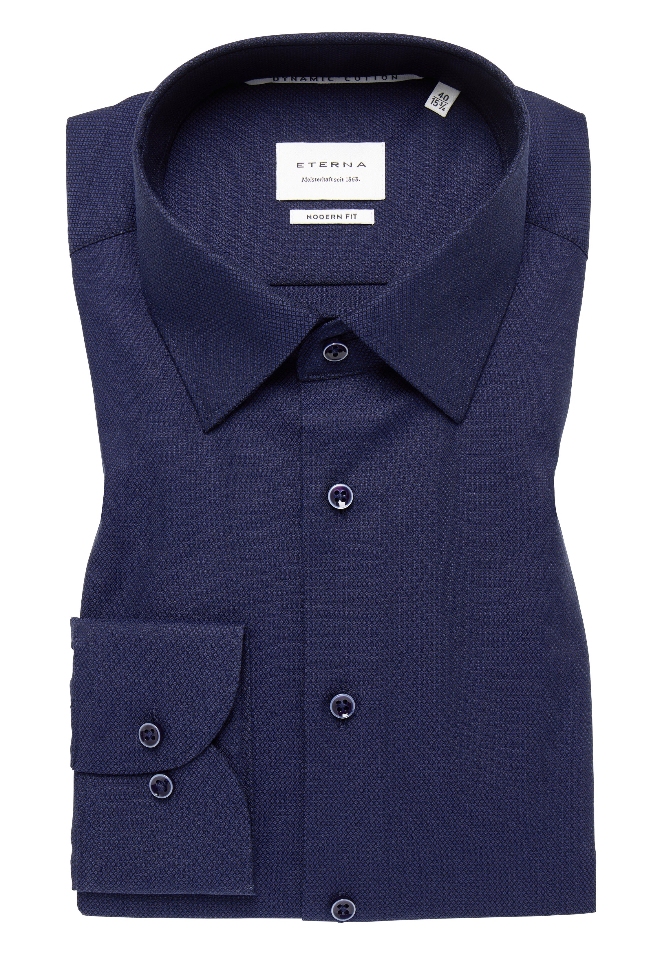 ETERNA MODERN FIT Langarm Hemd - Midnight Dobby Blue - 2132-18-X171