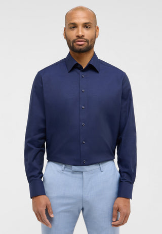 ETERNA MODERN FIT Langarm Hemd - Midnight Dobby Blue - 2132-18-X171