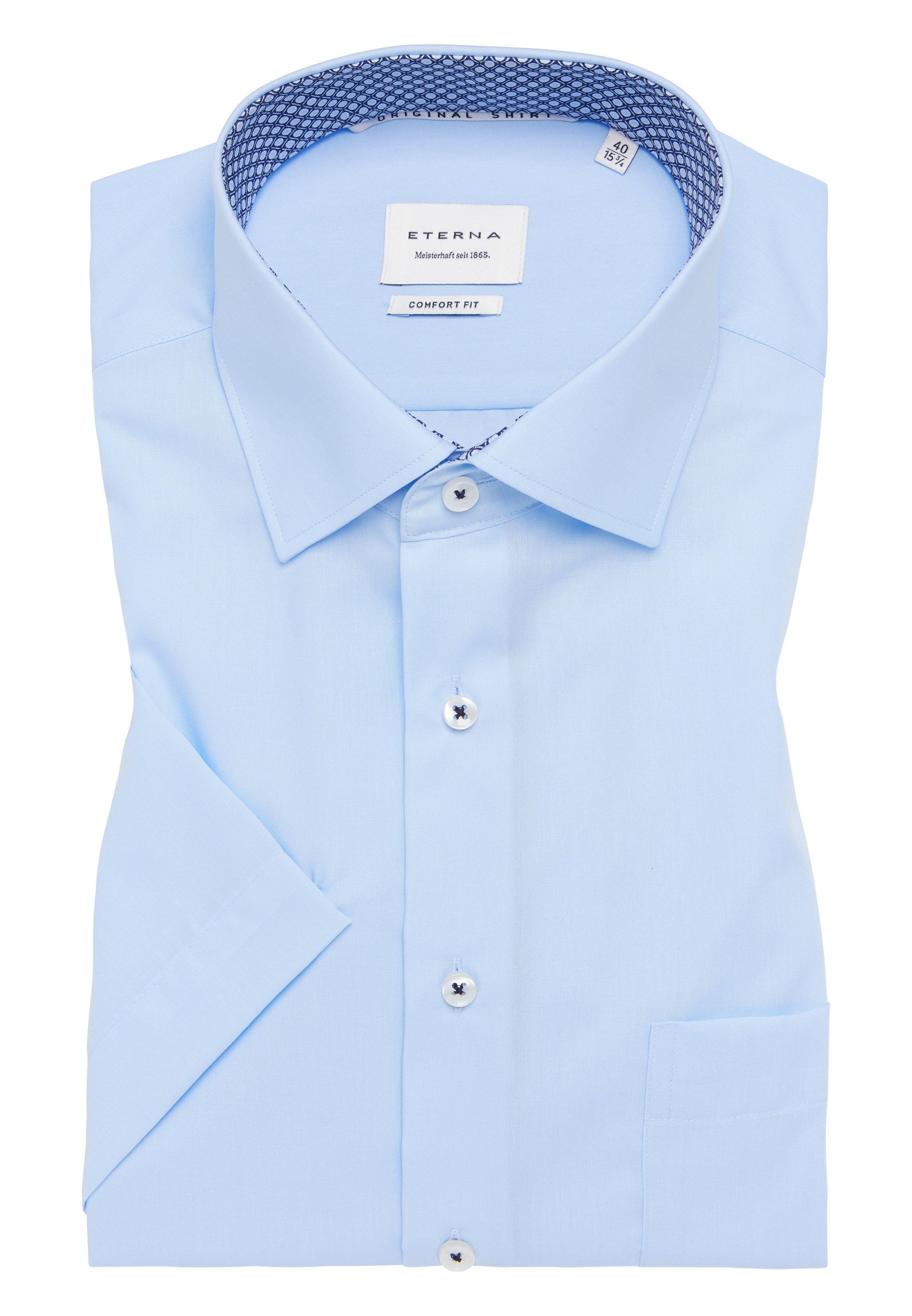 ETERNA COMFORT FIT Kurzarm Hemd - Airy Shore Blue - 1304-10-K15K