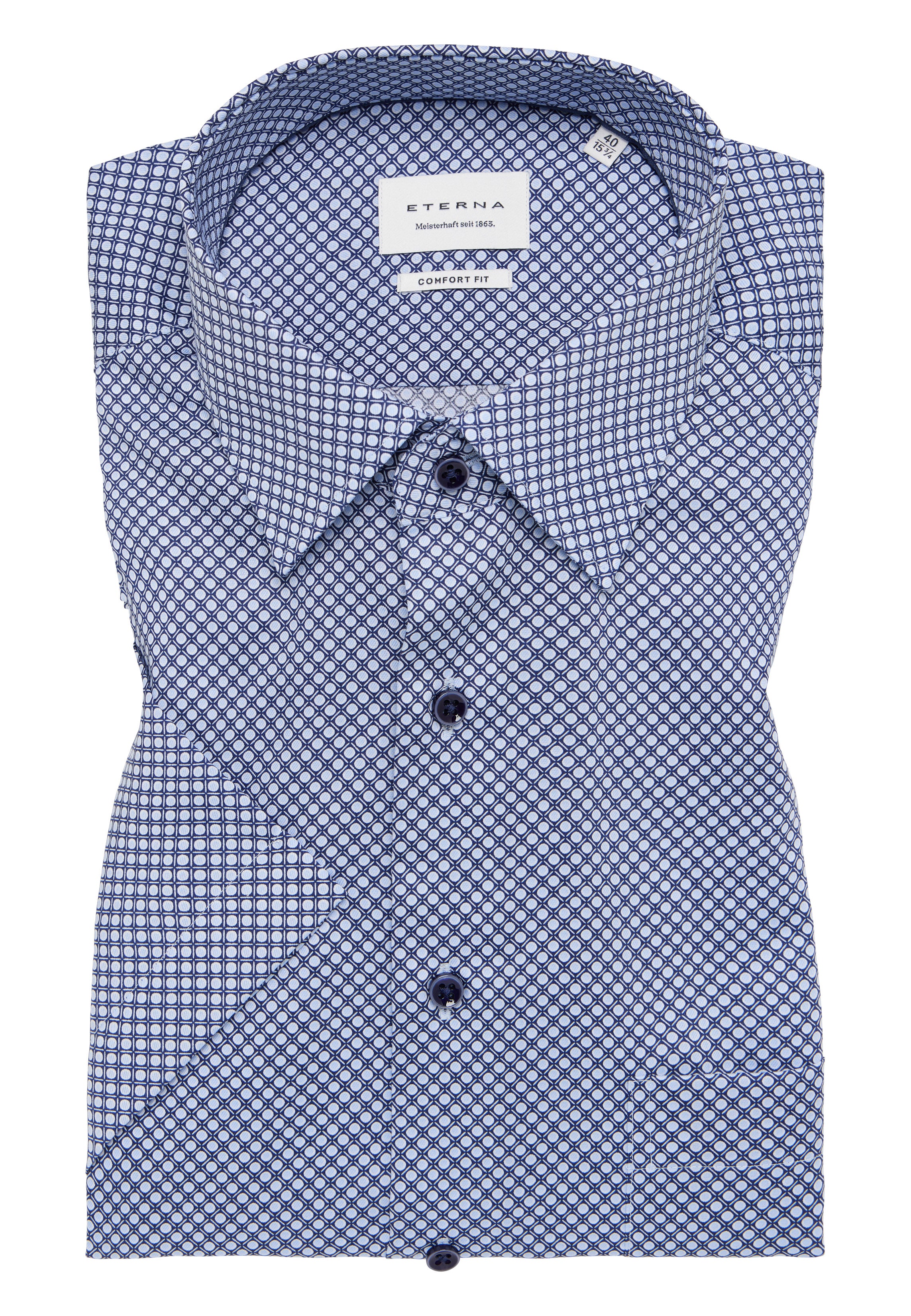 ETERNA COMFORT FIT Kurzarm Hemd - Blue Mosaic Navy - 4220-14-K181 von Eterna