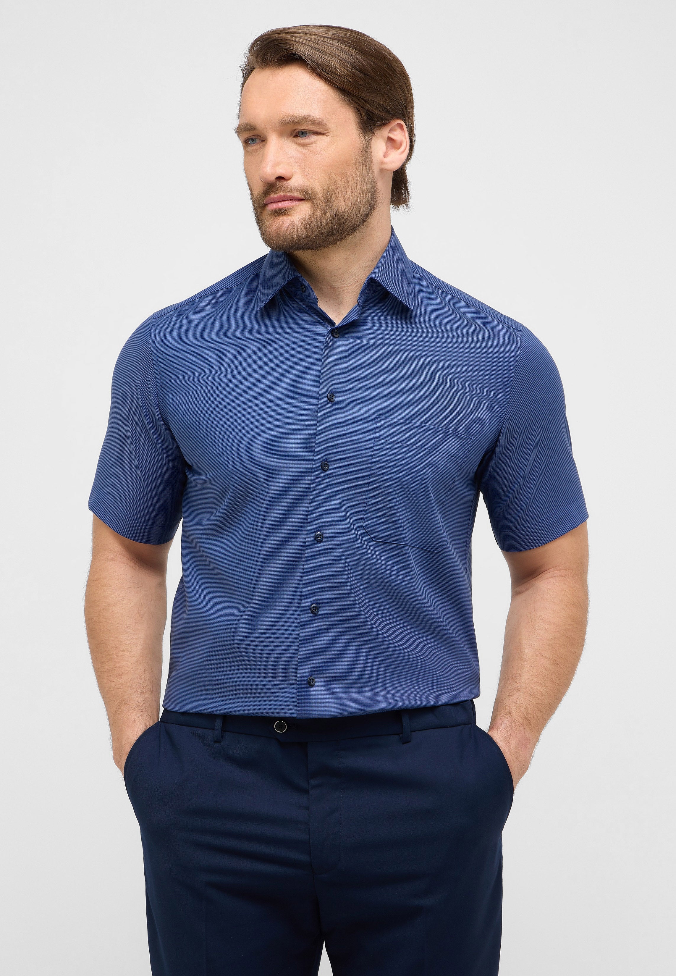 ETERNA COMFORT FIT Kurzarm Hemd - Deep Atlantic Blue - 1181-18-K181 von Eterna