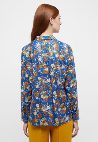 ETERNA REGULAR FIT Langarm Bluse - Cobalt Orchard Floral - 7649-18-D257