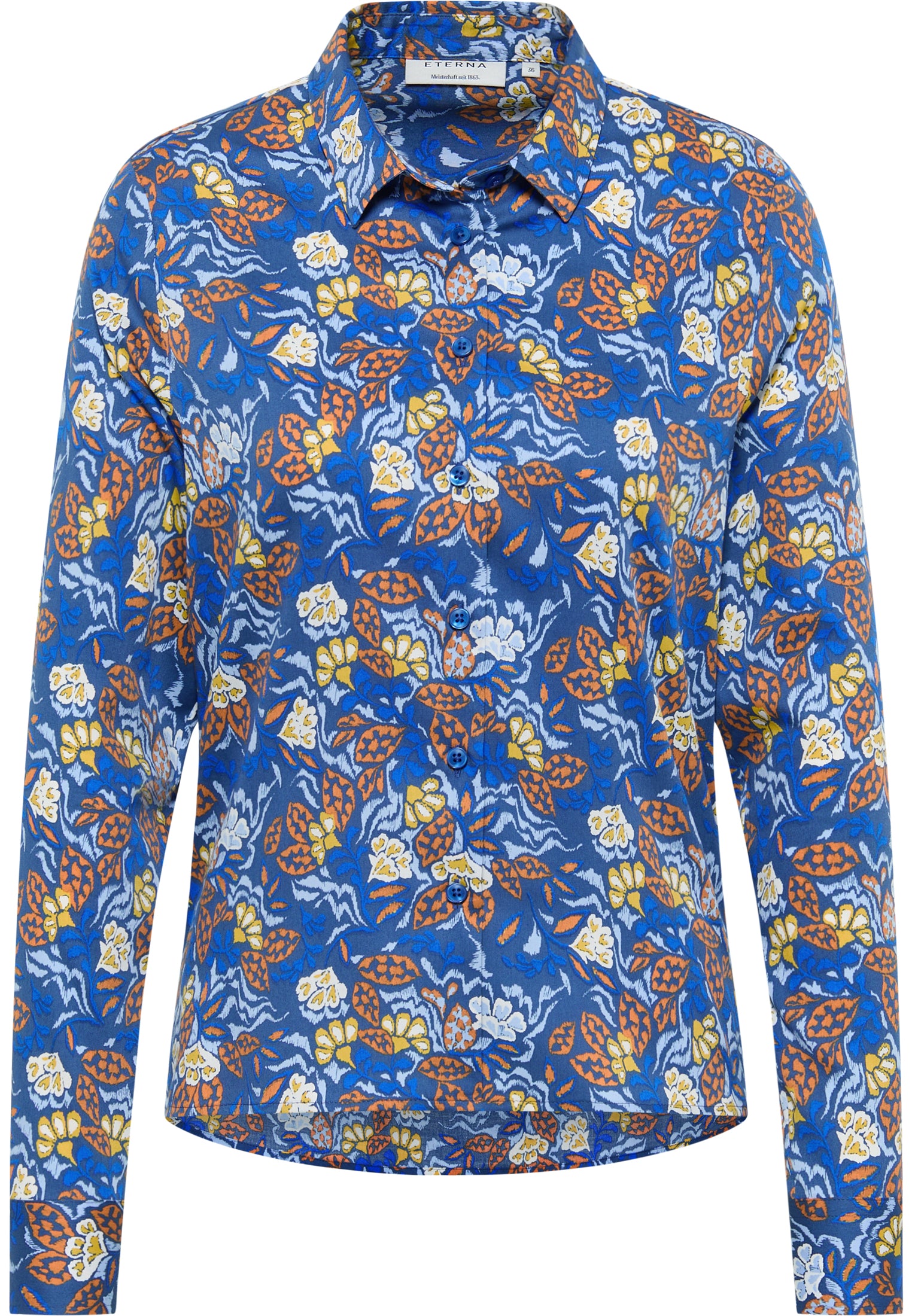 ETERNA REGULAR FIT Langarm Bluse - Cobalt Orchard Floral - 7649-18-D257