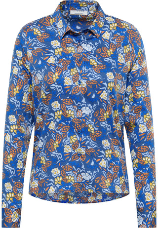 ETERNA REGULAR FIT Langarm Bluse - Cobalt Orchard Floral - 7649-18-D257