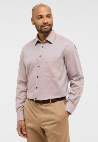 ETERNA COMFORT FIT Natural Stretch Langarm Hemd - Rose Dobby Beige - 2132-25-E181