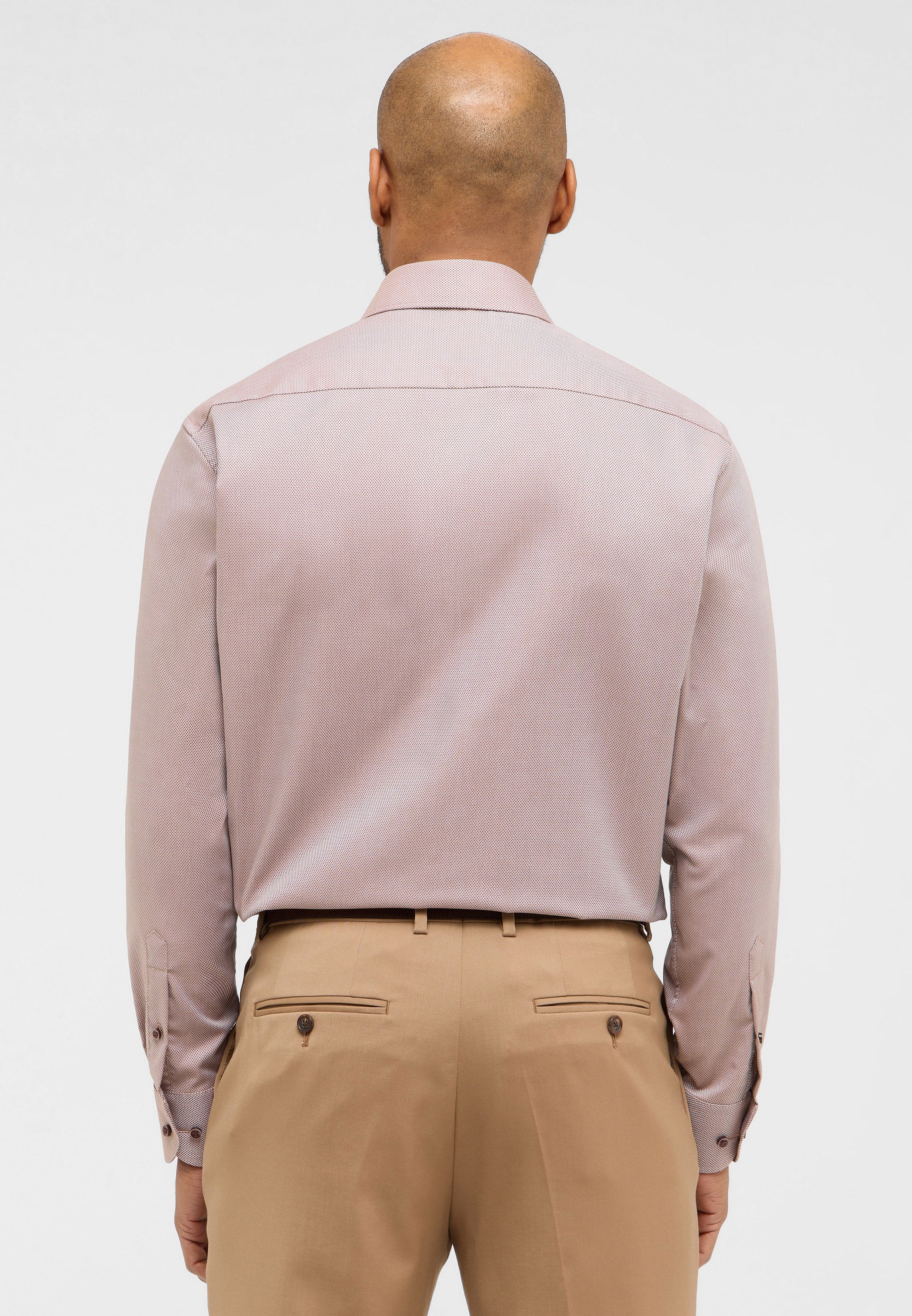 ETERNA COMFORT FIT Natural Stretch Langarm Hemd - Rose Dobby Beige - 2132-25-E181 von Eterna