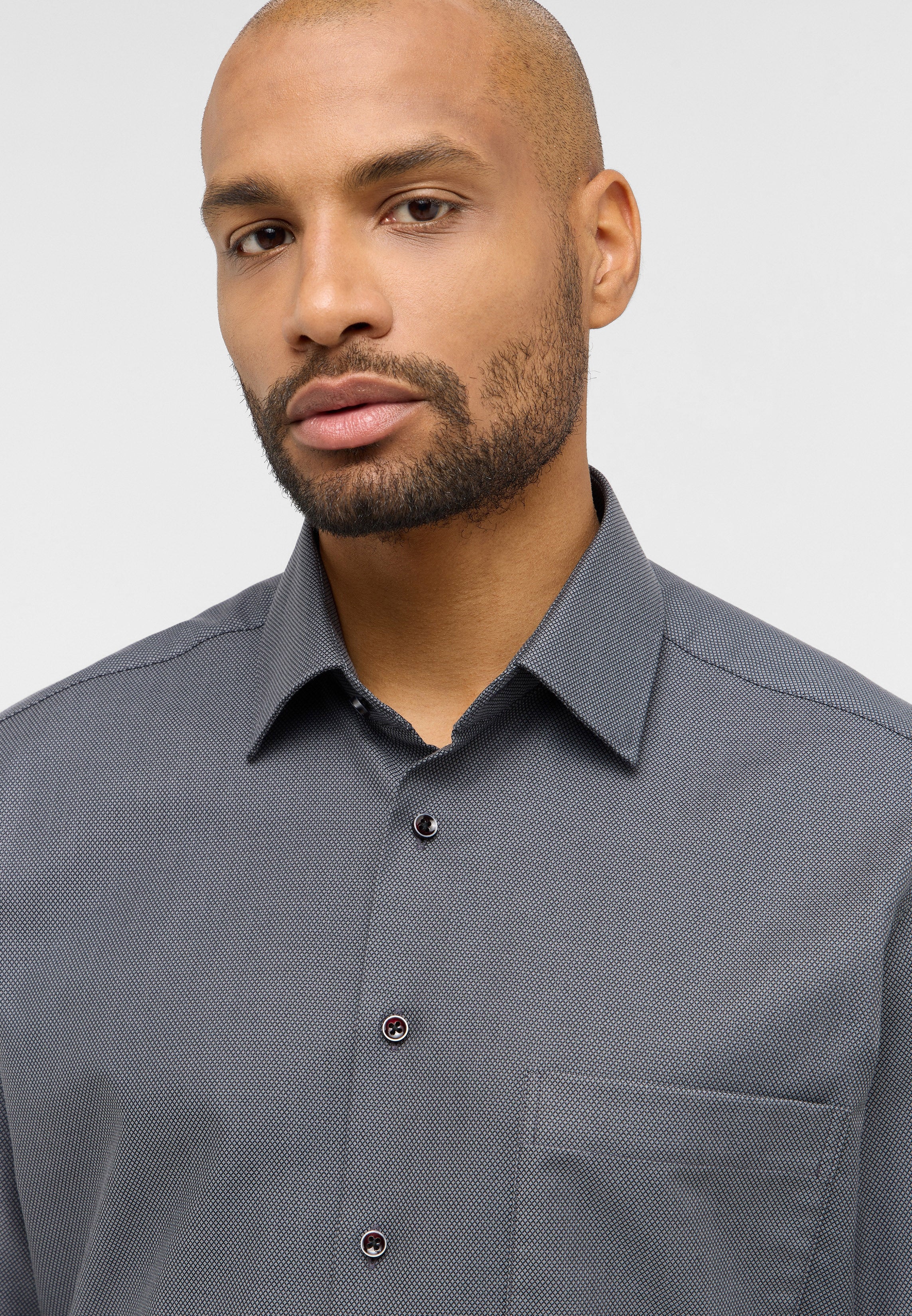 ETERNA COMFORT FIT Natural Stretch Langarm Hemd - Blue Dusk Dobby - 2132-39-E181 von Eterna