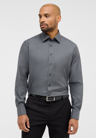 ETERNA MODERN FIT Langarm Hemd - Charcoal Dobby Wave - 2132-39-X171