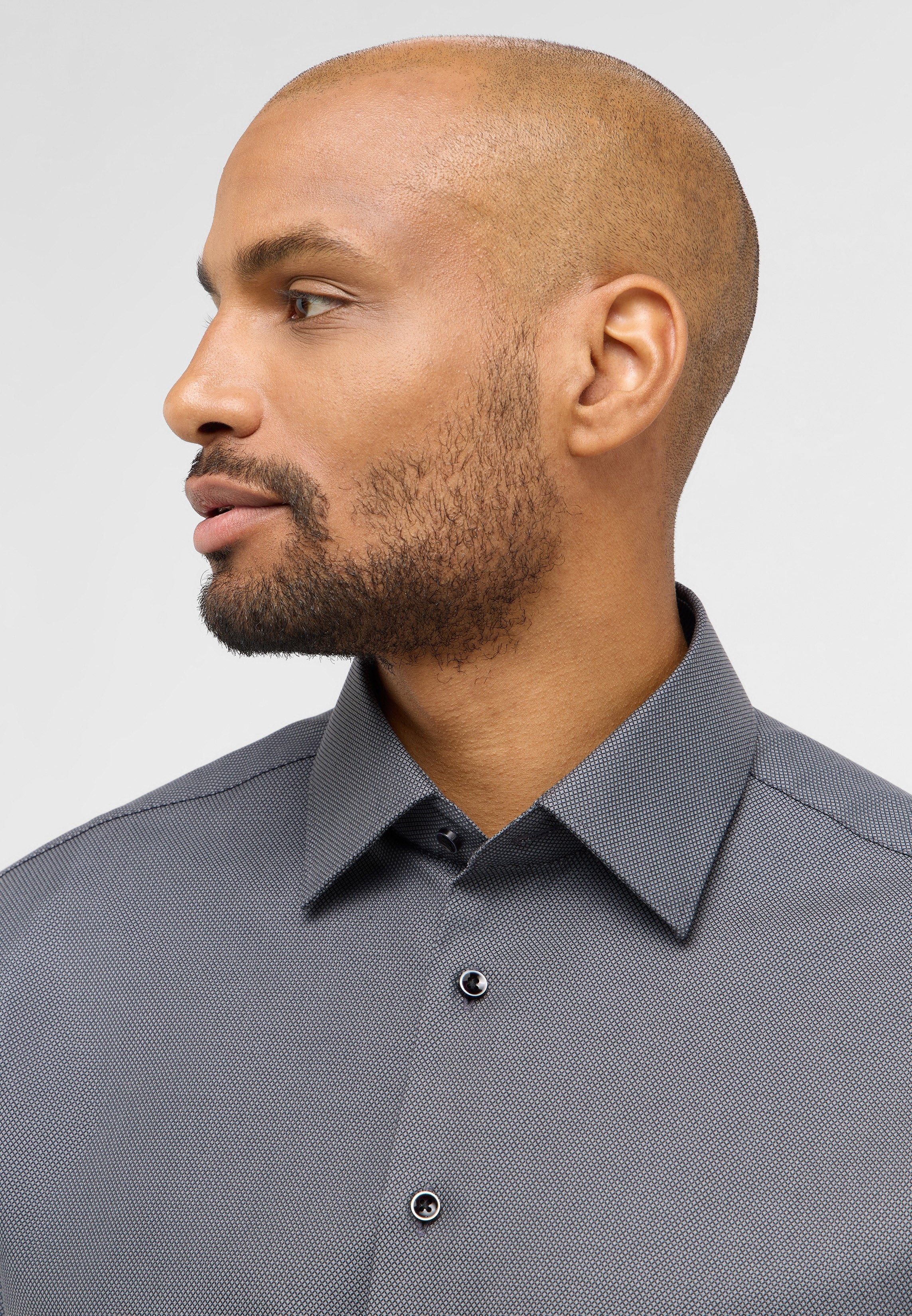 ETERNA MODERN FIT Langarm Hemd - Charcoal Dobby Wave - 2132-39-X171 von Eterna