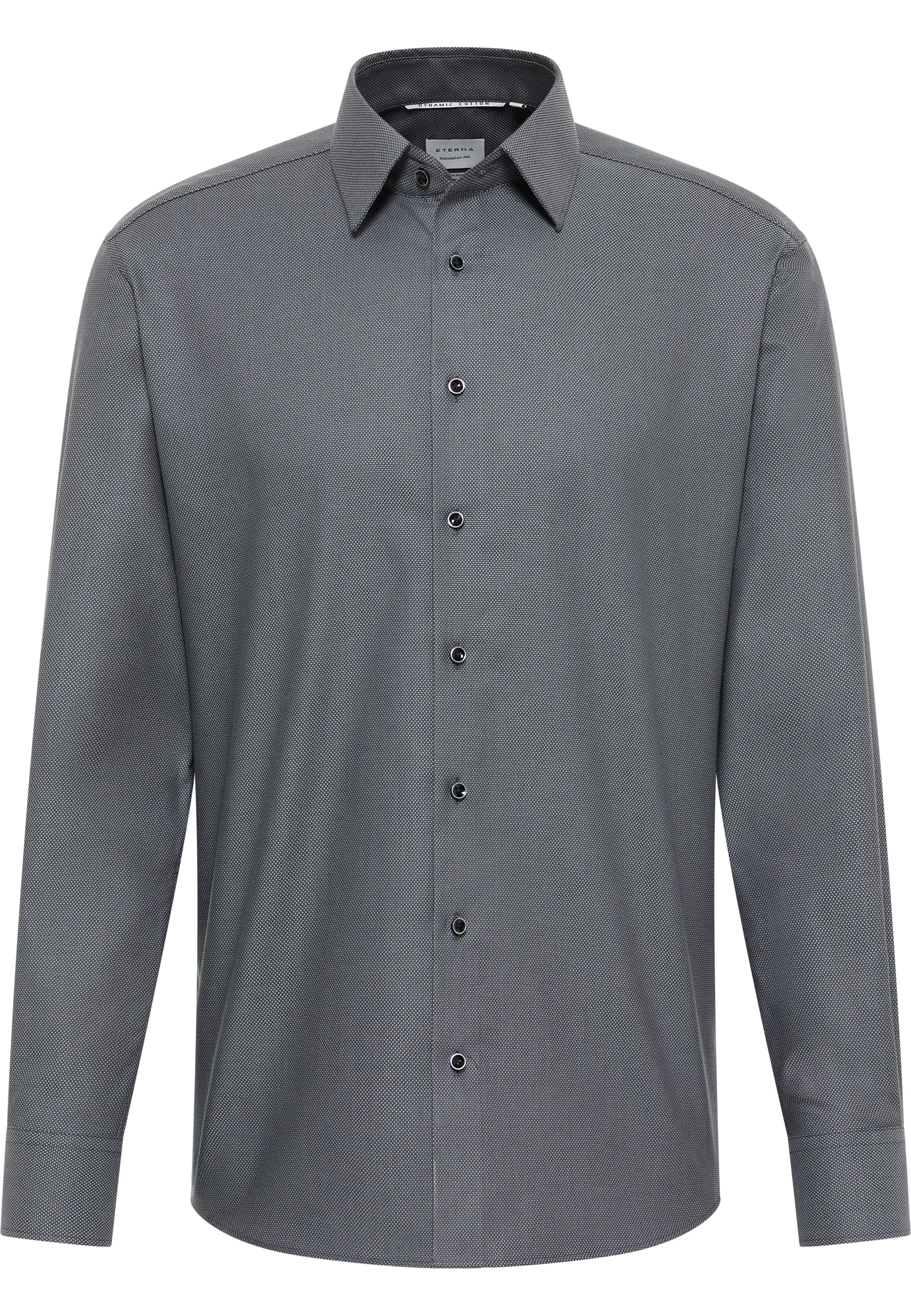 ETERNA MODERN FIT Langarm Hemd - Charcoal Dobby Wave - 2132-39-X171