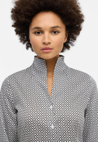 ETERNA REGULAR FIT Bluse - Ivory Noir Geometric - 7491-39-D266