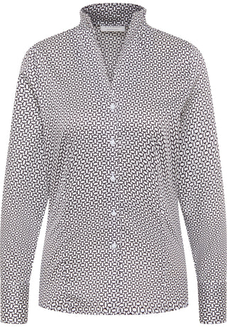 ETERNA REGULAR FIT Bluse - Ivory Noir Geometric - 7491-39-D266