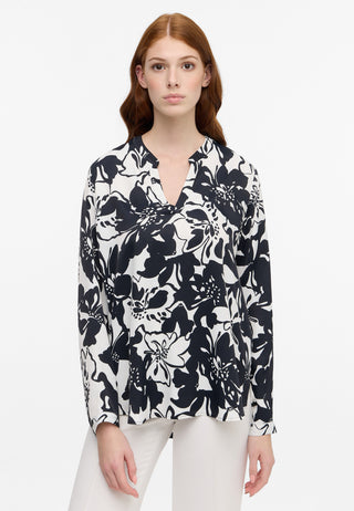 ETERNA LOOSE FIT Bluse - Ink Blossom Bianco - 7174-39-D931