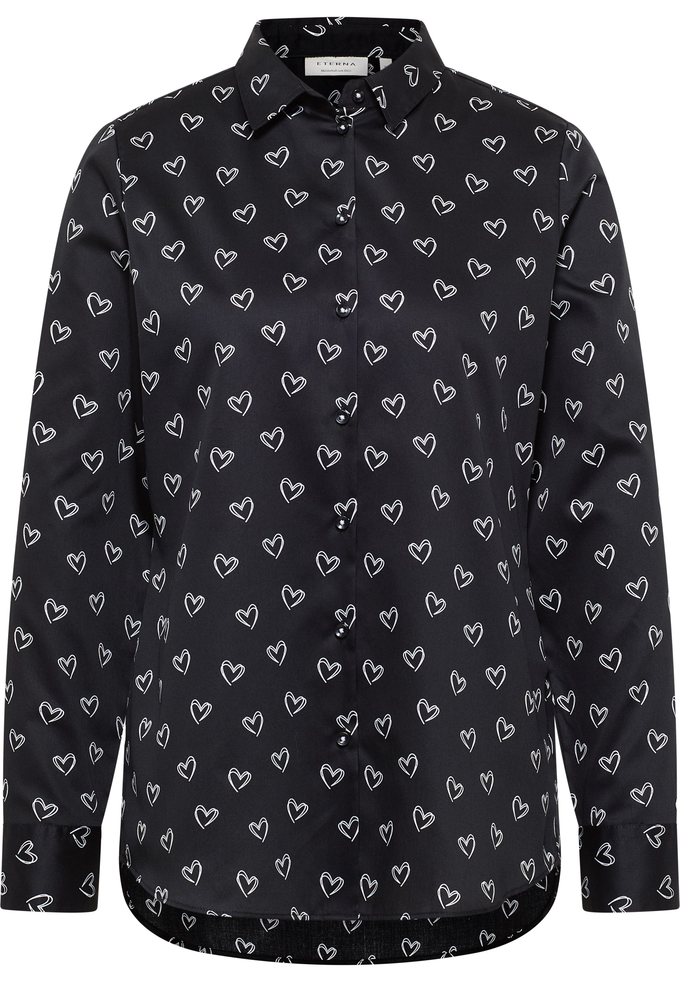ETERNA REGULAR FIT Langarm Bluse - Heart Noir White - 7172-39-D935