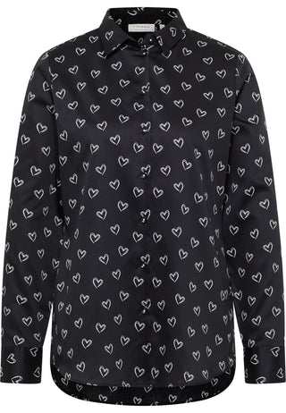 ETERNA REGULAR FIT Langarm Bluse - Heart Noir White - 7172-39-D935