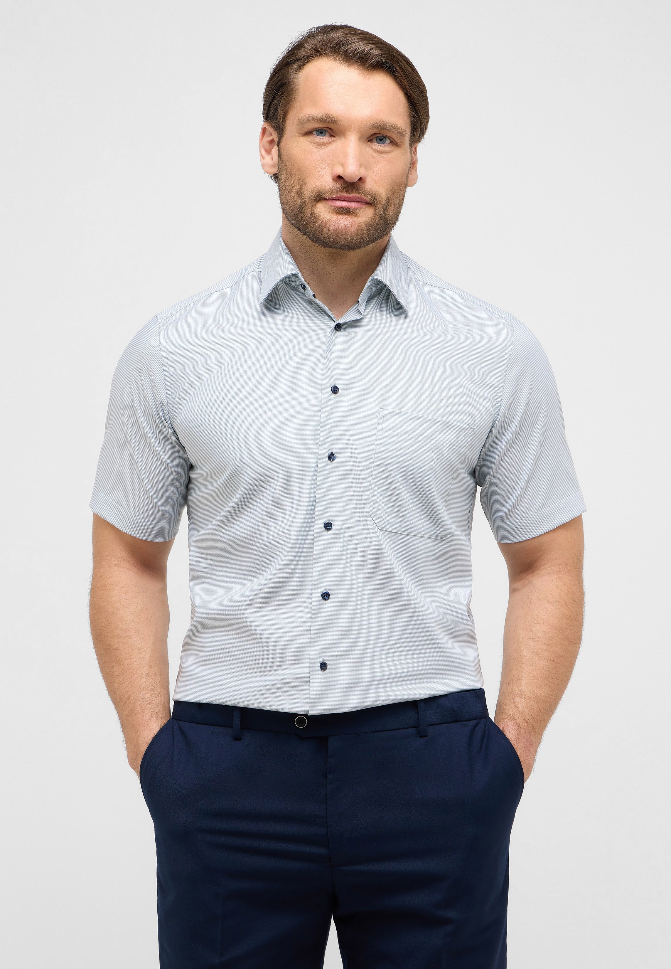 ETERNA COMFORT FIT Kurzarm Hemd - Seafoam Check - 1181-42-K181 von Eterna