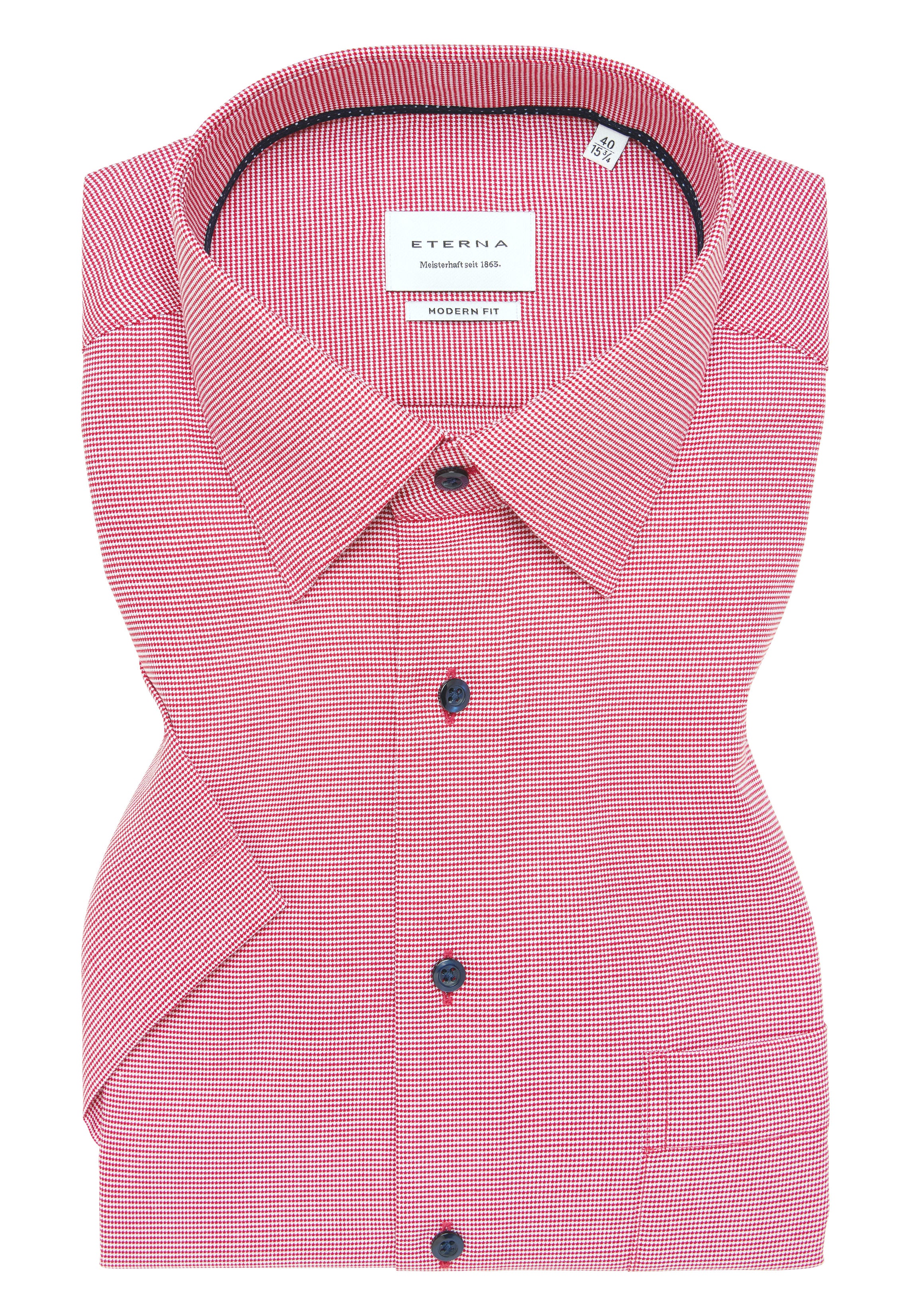 ETERNA MODERN FIT Kurzarm Hemd - Crimson Houndstooth - 1181-55-C181 von Eterna