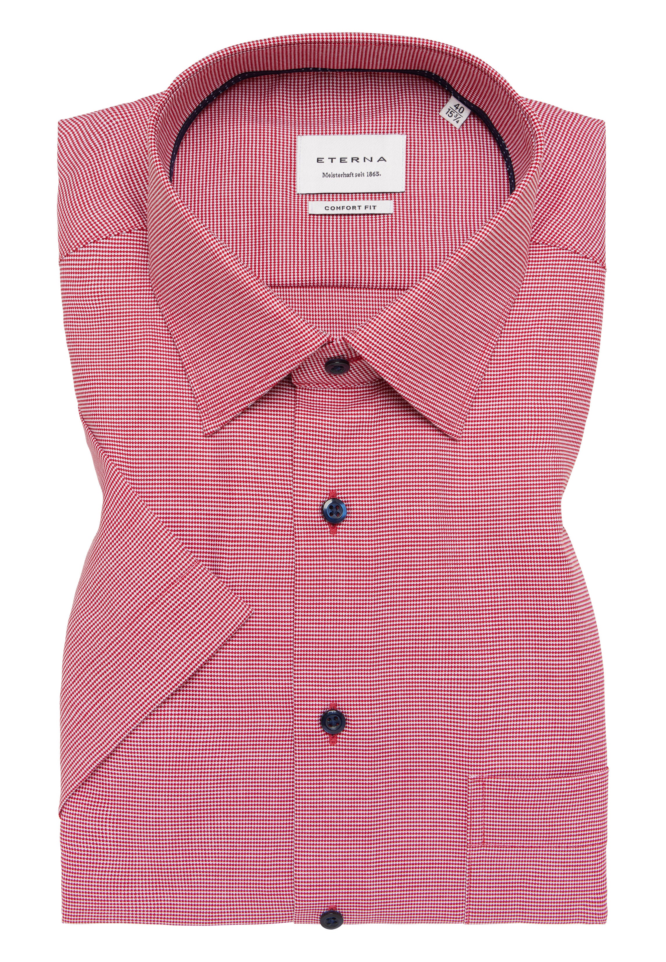 ETERNA COMFORT FIT Kurzarm Hemd - Crimson Houndstooth - 1181-55-K181